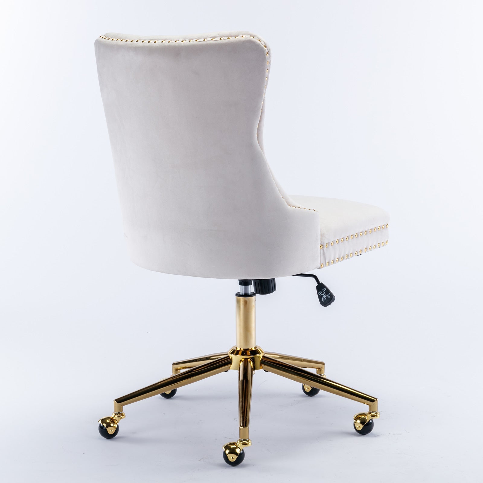 Adjustable modern velvet soft cushion velvet - button home office chair(beige) - KiKiUMi