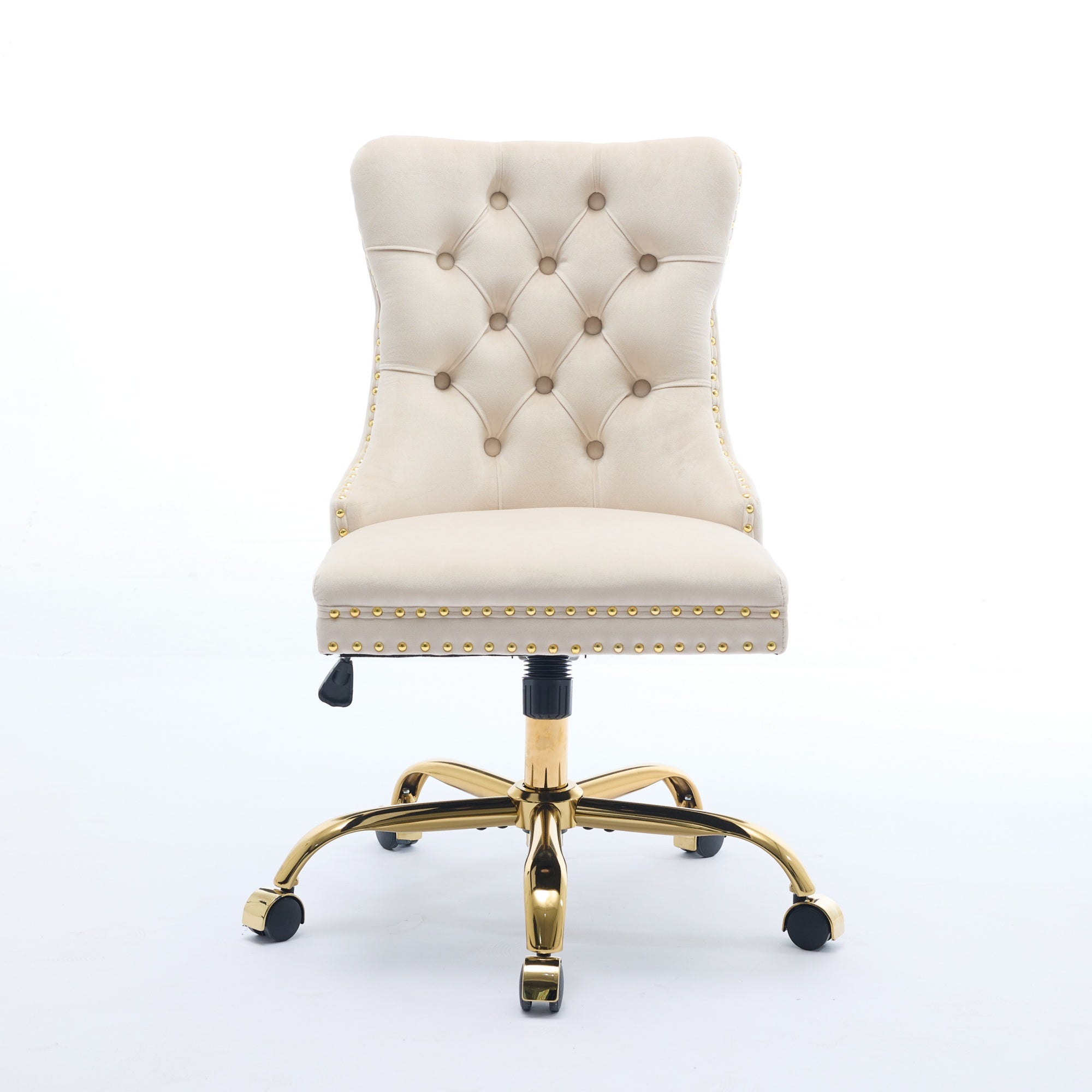 Adjustable modern velvet soft cushion velvet - button home office chairbeige) - KiKiUMi
