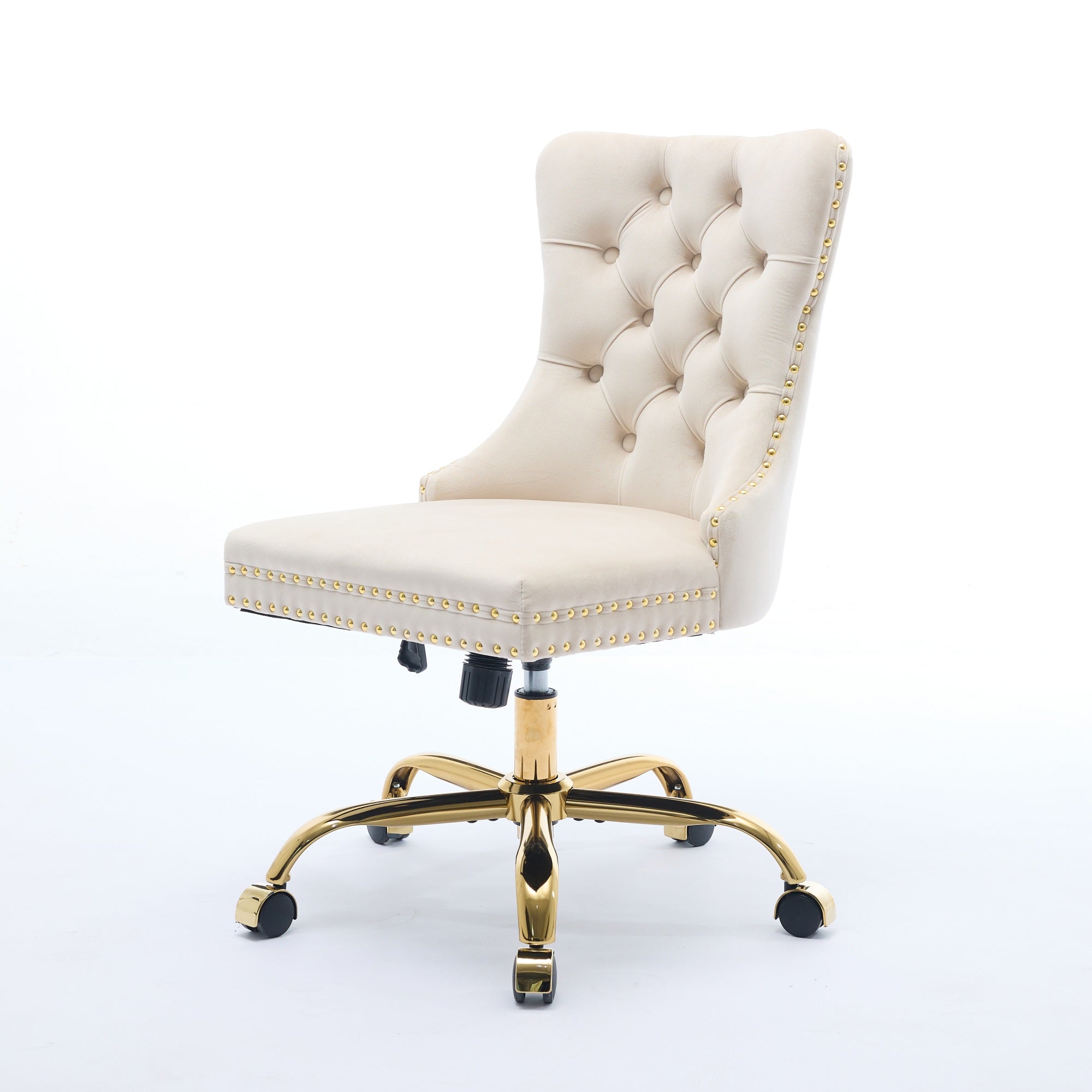 Adjustable modern velvet soft cushion velvet - button home office chairbeige) - KiKiUMi