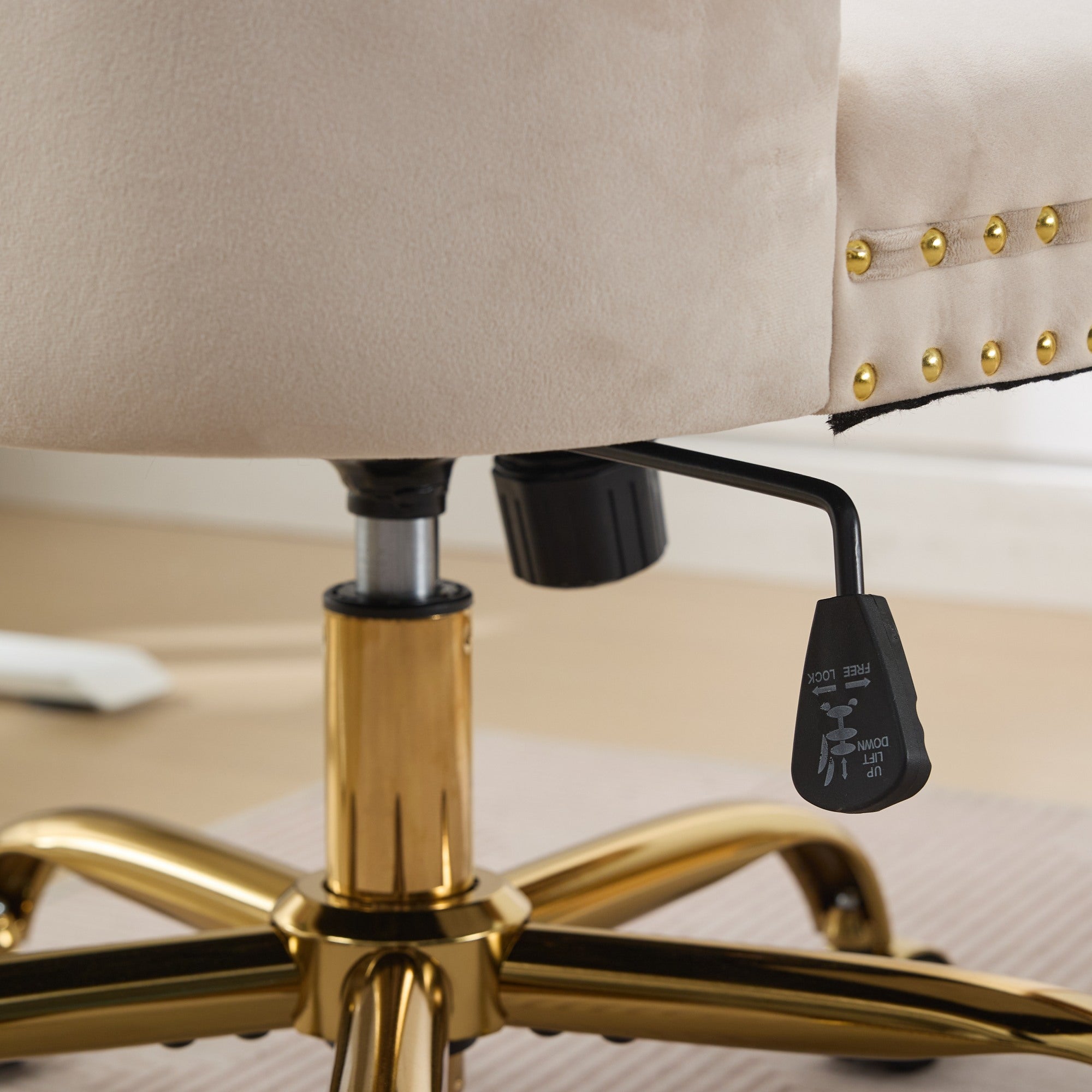 Adjustable modern velvet soft cushion velvet - button home office chairbeige) - KiKiUMi