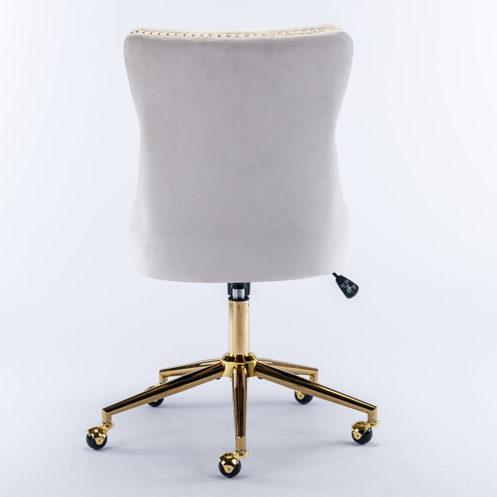 Adjustable modern velvet soft cushion velvet - button home office chair(beige) - KiKiUMi