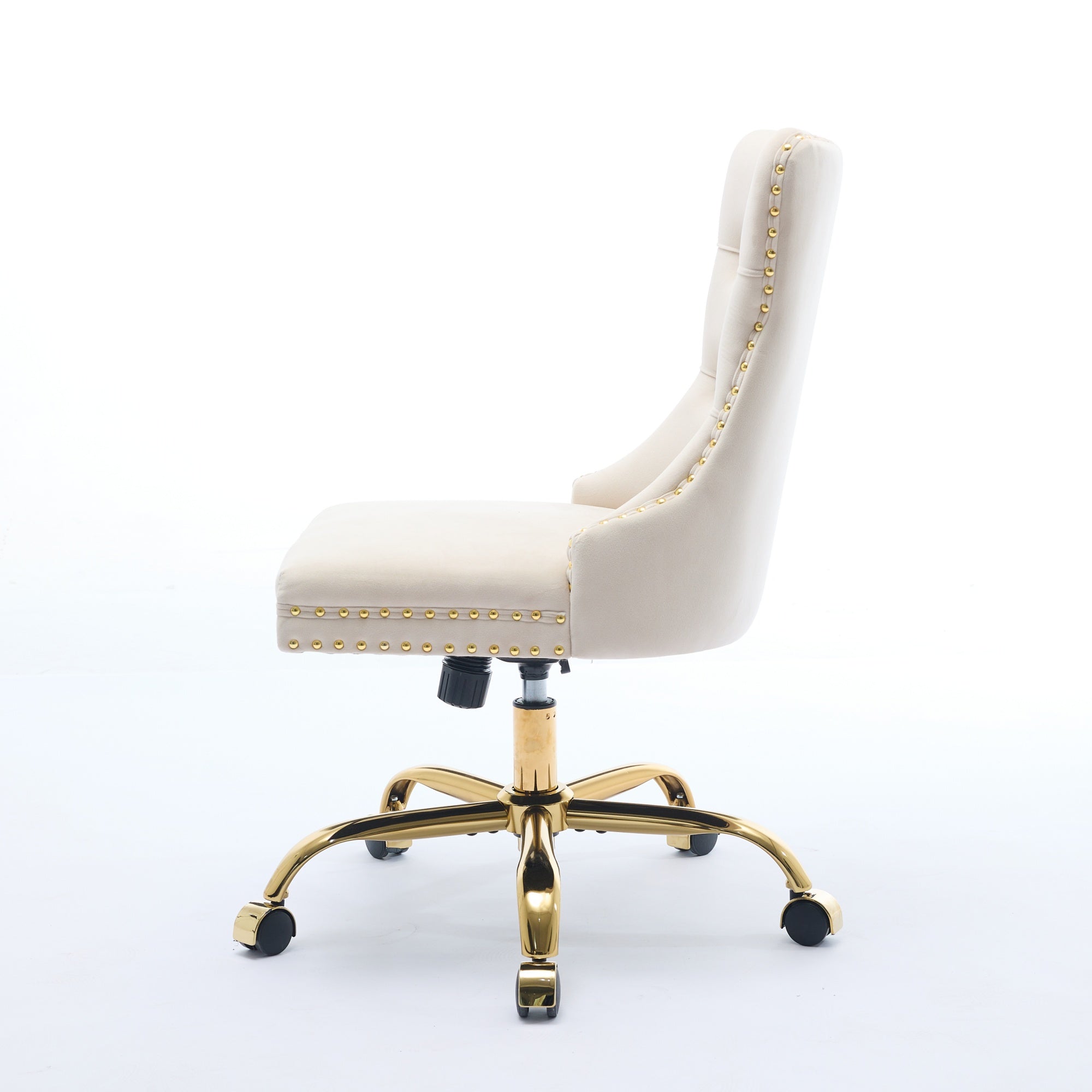 Adjustable modern velvet soft cushion velvet - button home office chairbeige) - KiKiUMi