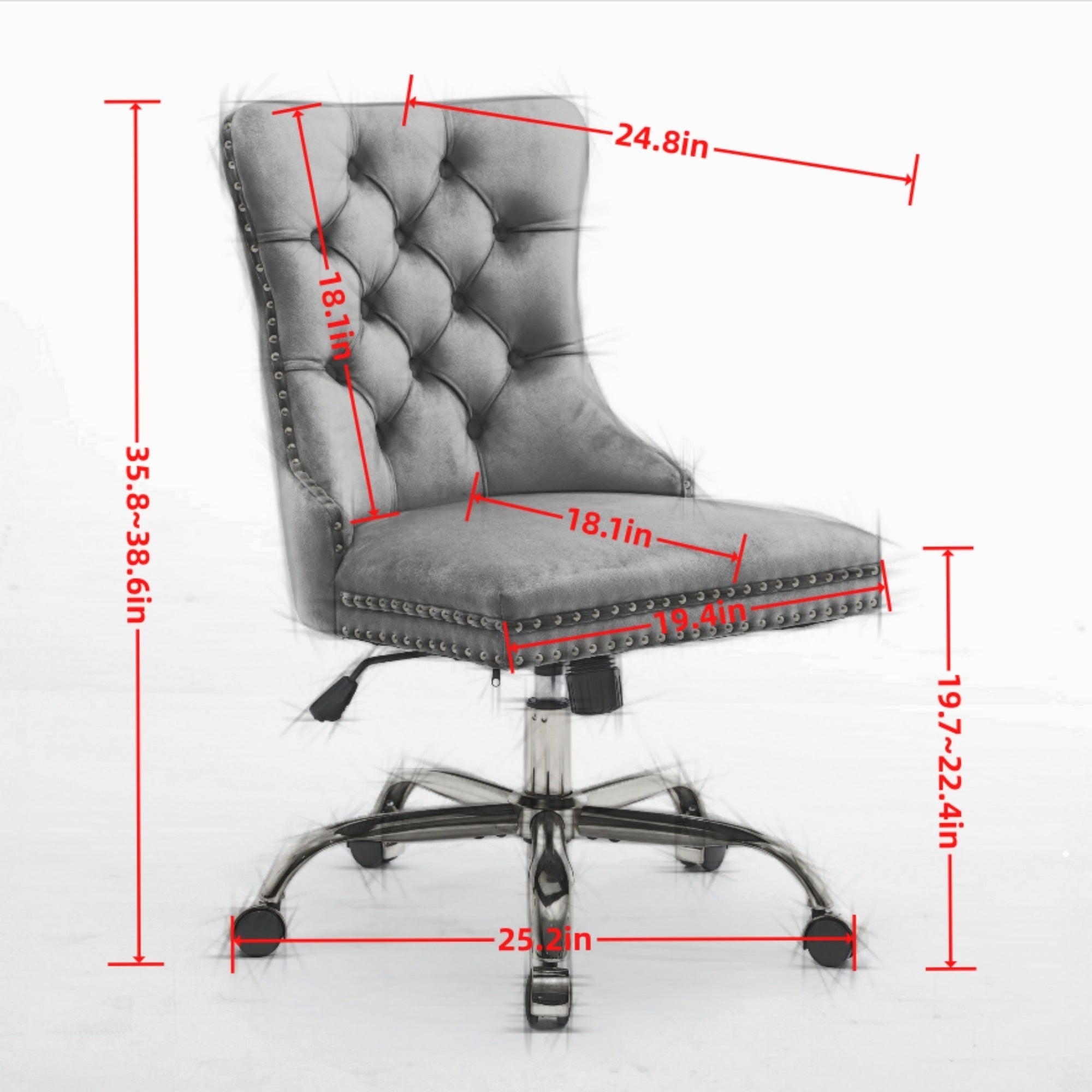 Adjustable modern velvet soft cushion velvet - button home office chair(black) - KiKiUMi