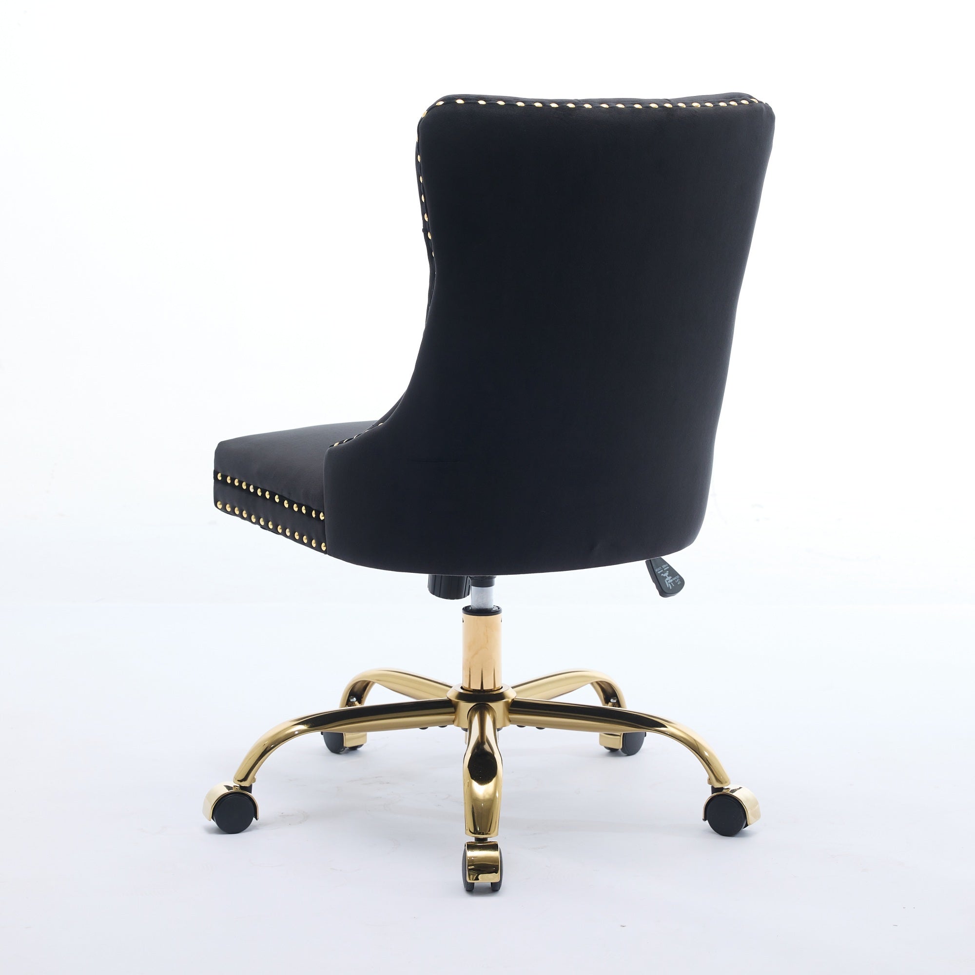Adjustable modern velvet soft cushion velvet - button home office chair(black) - KiKiUMi