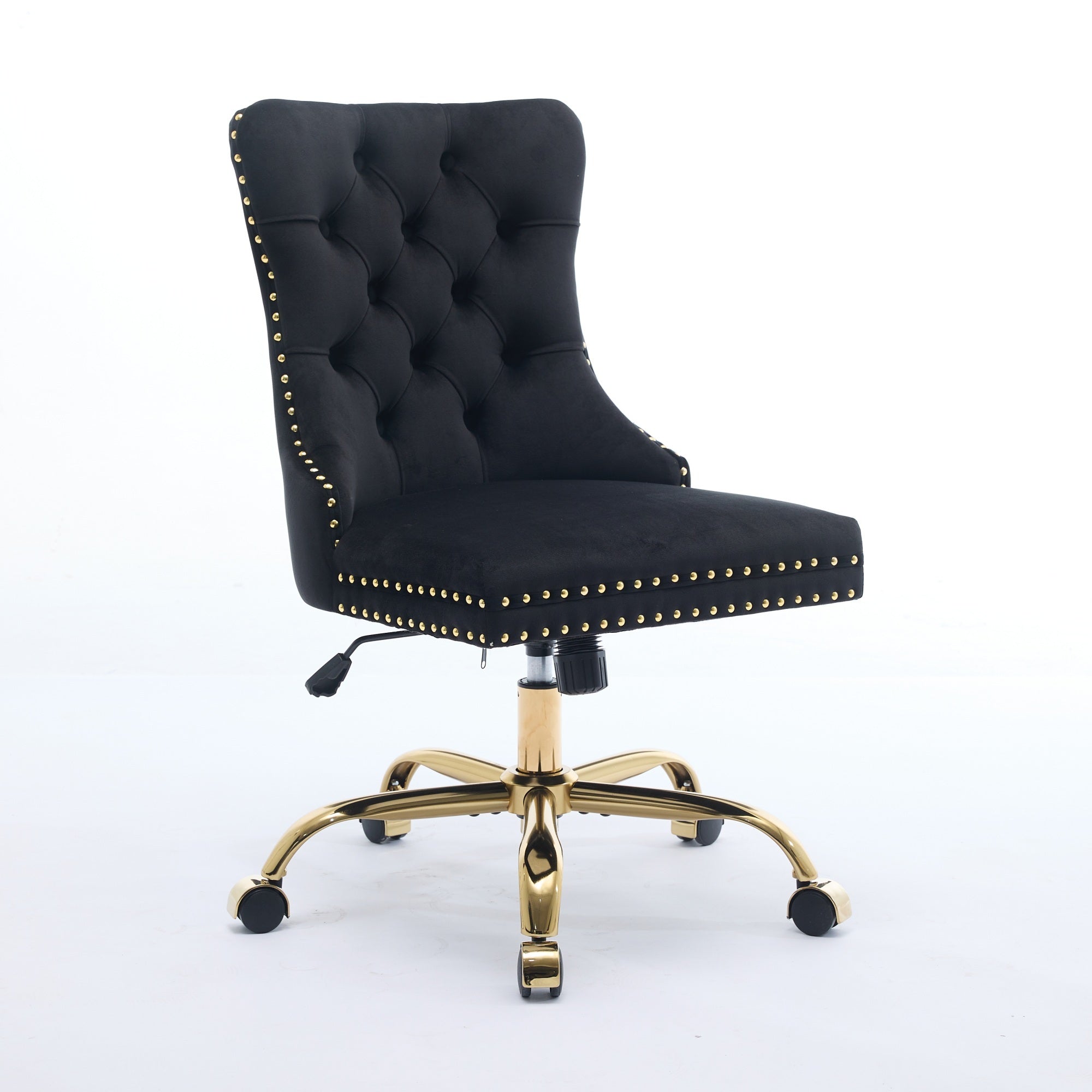 Adjustable modern velvet soft cushion velvet - button home office chair(black) - KiKiUMi