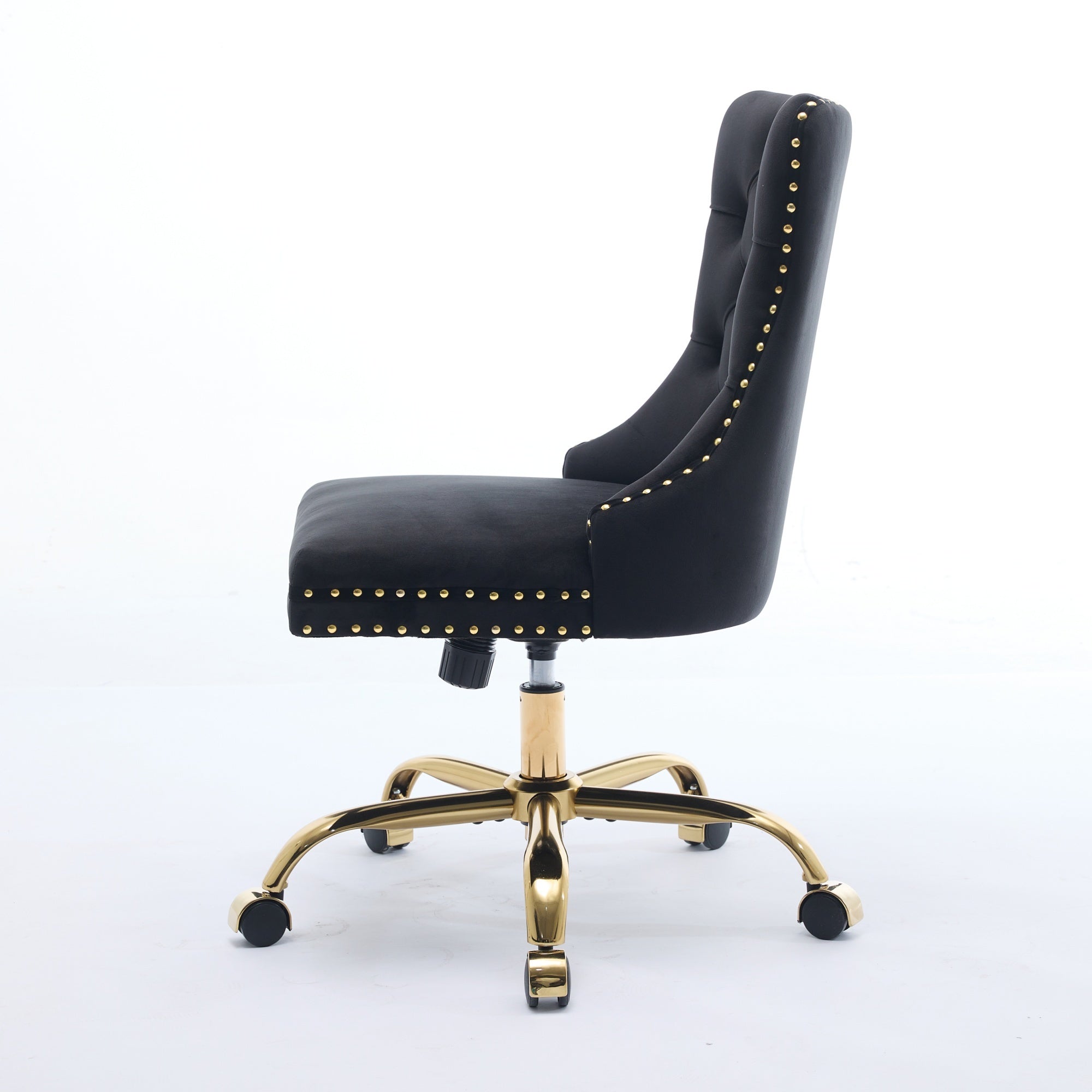 Adjustable modern velvet soft cushion velvet - button home office chair(black) - KiKiUMi