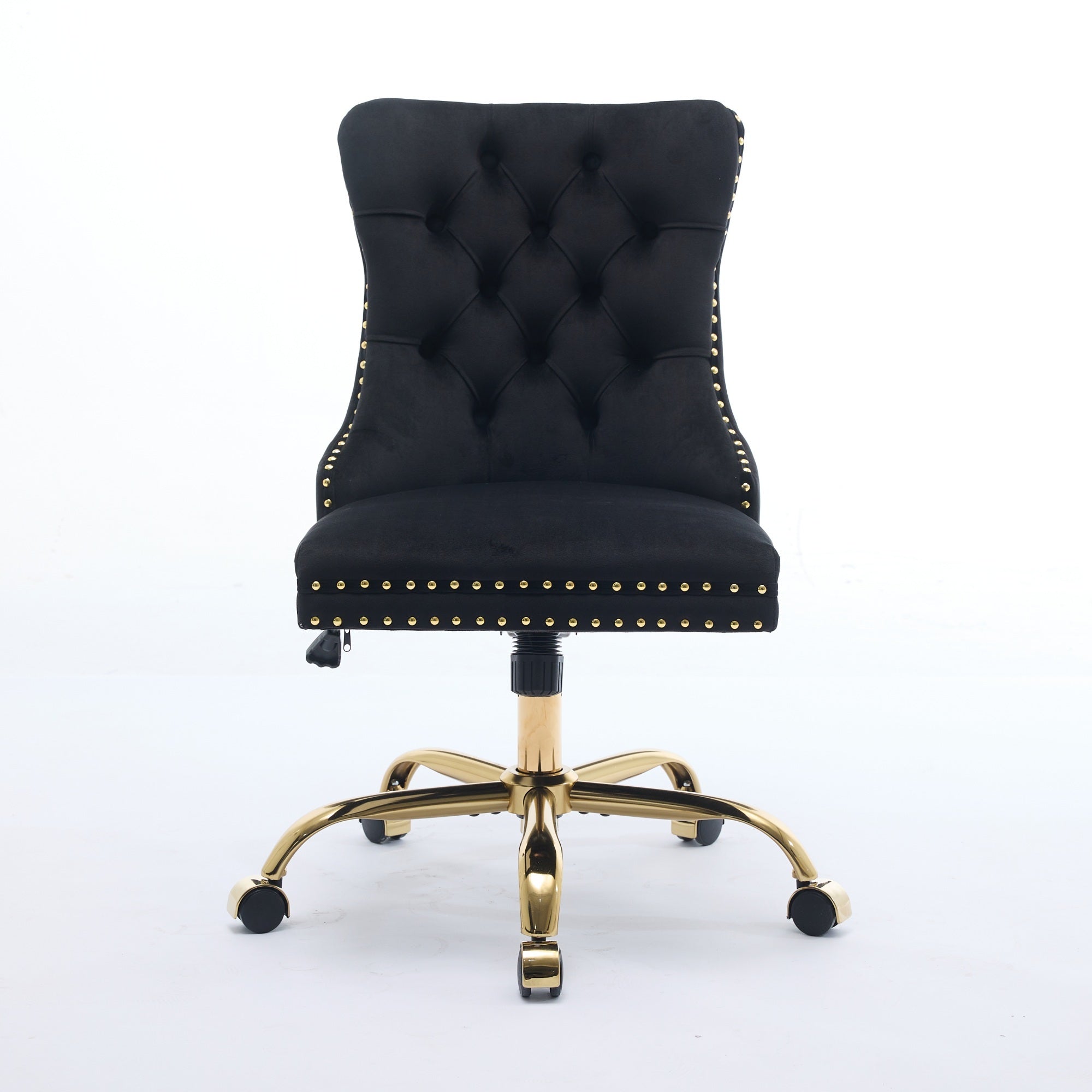 Adjustable modern velvet soft cushion velvet - button home office chair(black) - KiKiUMi