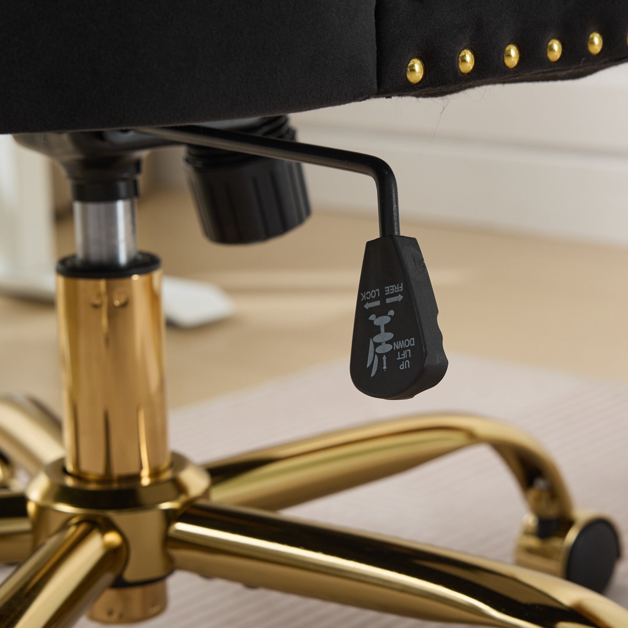 Adjustable modern velvet soft cushion velvet - button home office chair(black) - KiKiUMi