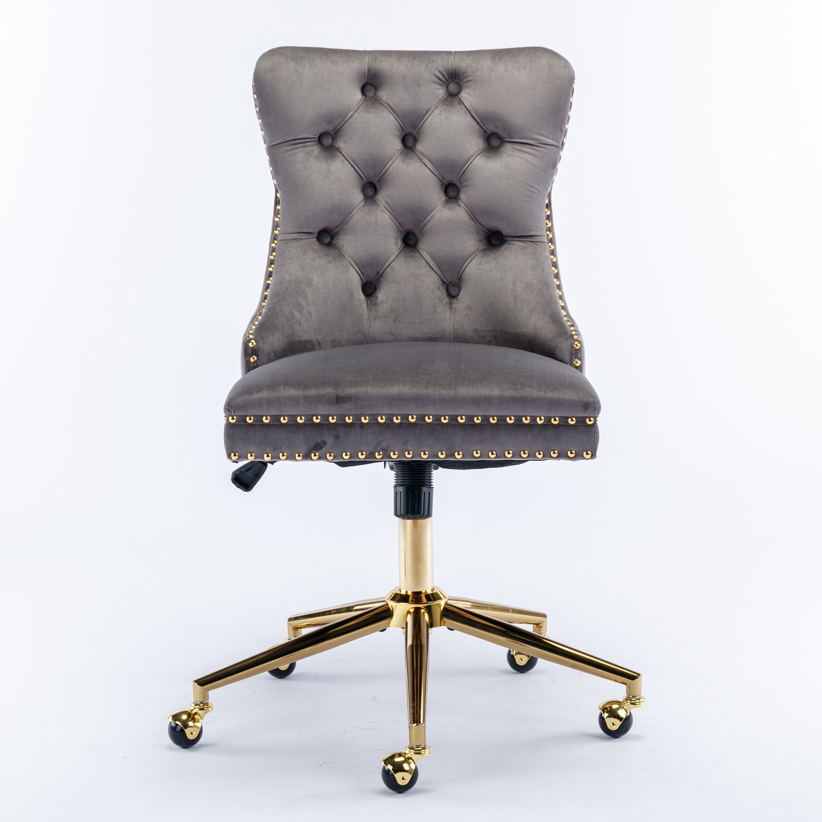 Adjustable modern velvet soft cushion velvet - button home office chair(gray) - KiKiUMi