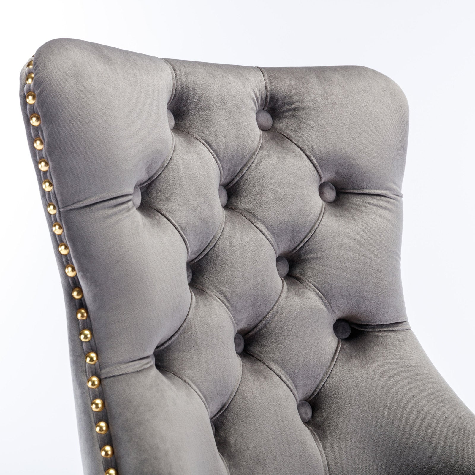 Adjustable modern velvet soft cushion velvet - button home office chair(gray) - KiKiUMi