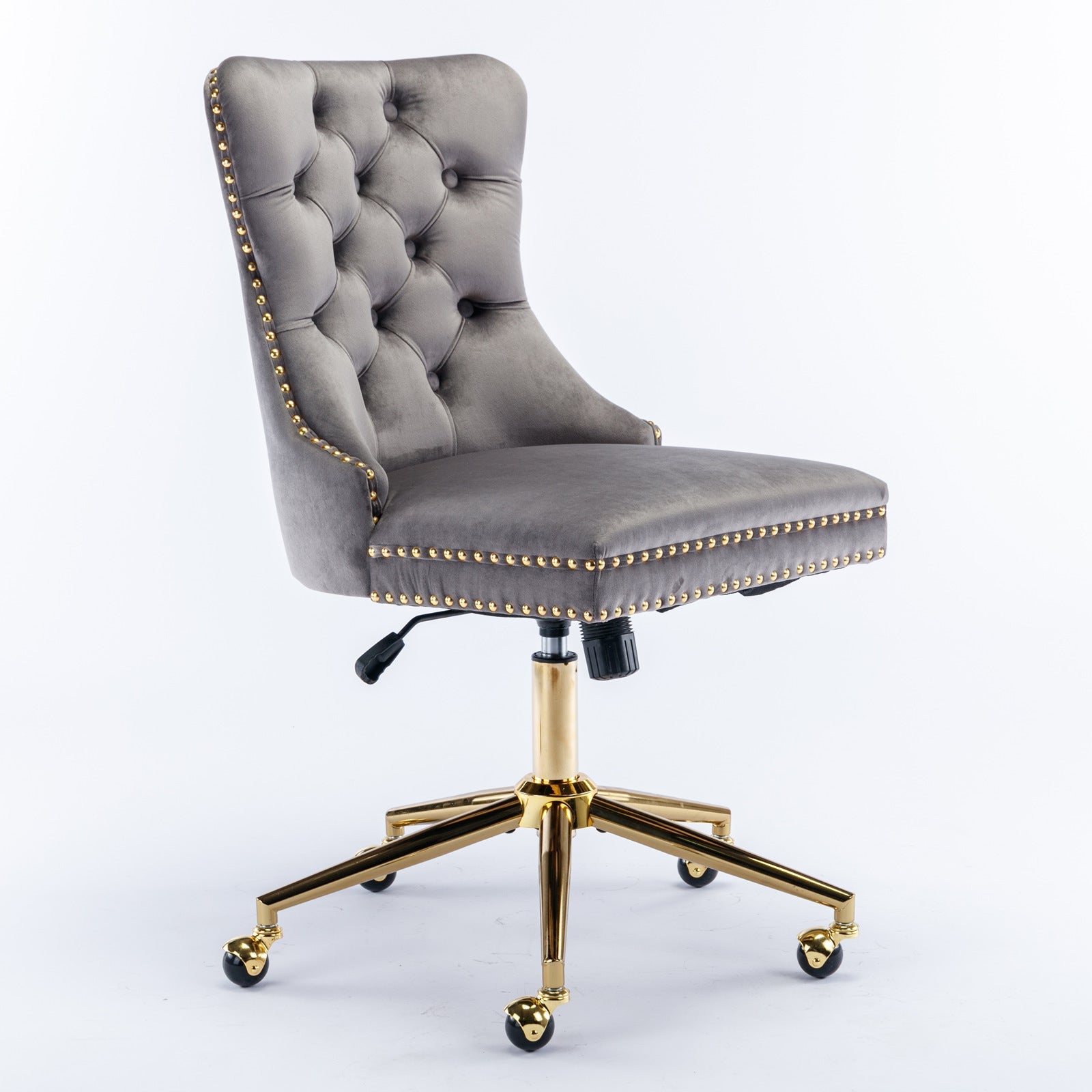 Adjustable modern velvet soft cushion velvet - button home office chair(gray) - KiKiUMi