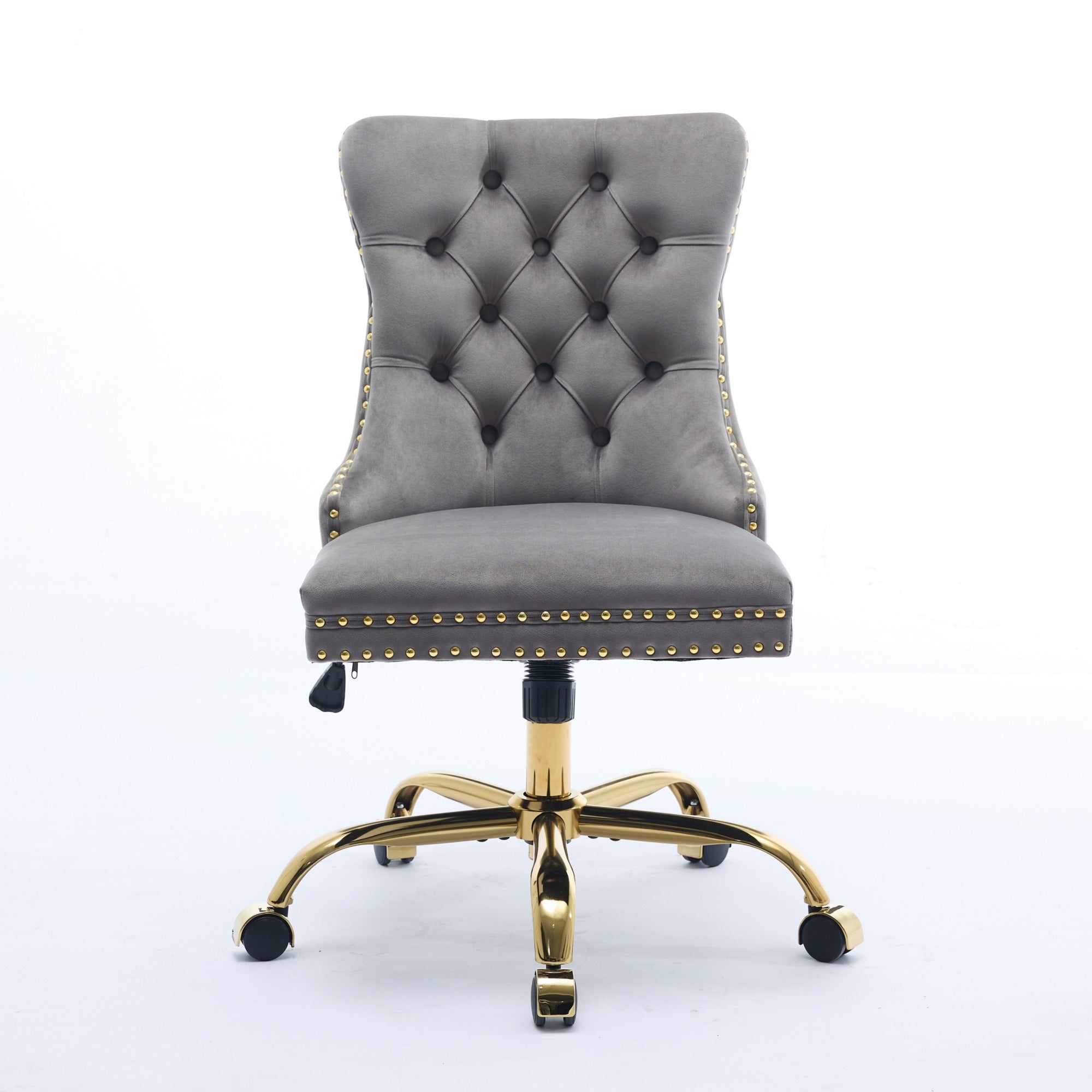 Adjustable modern velvet soft cushion velvet - button home office chair(gray) - KiKiUMi