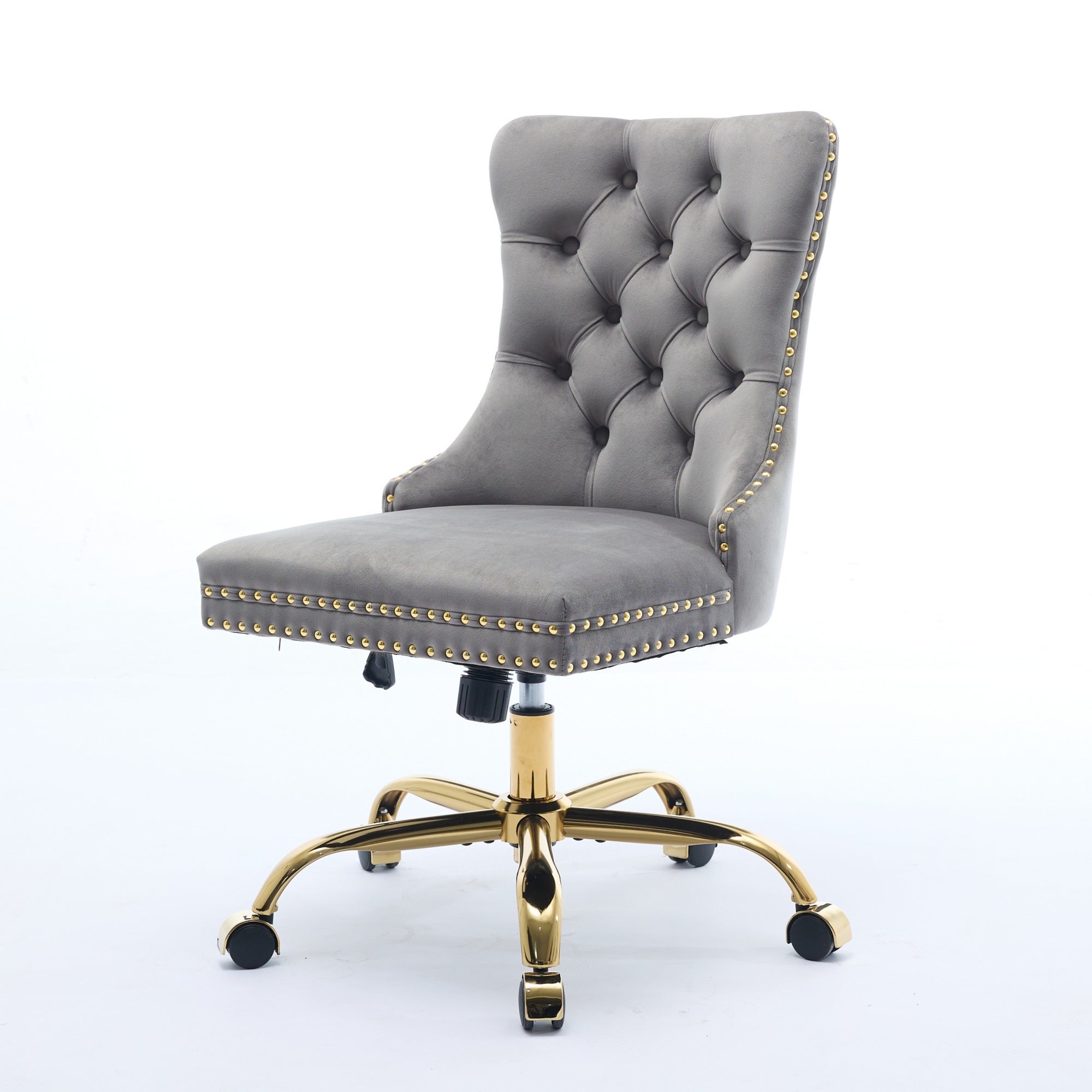 Adjustable modern velvet soft cushion velvet - button home office chair(gray) - KiKiUMi