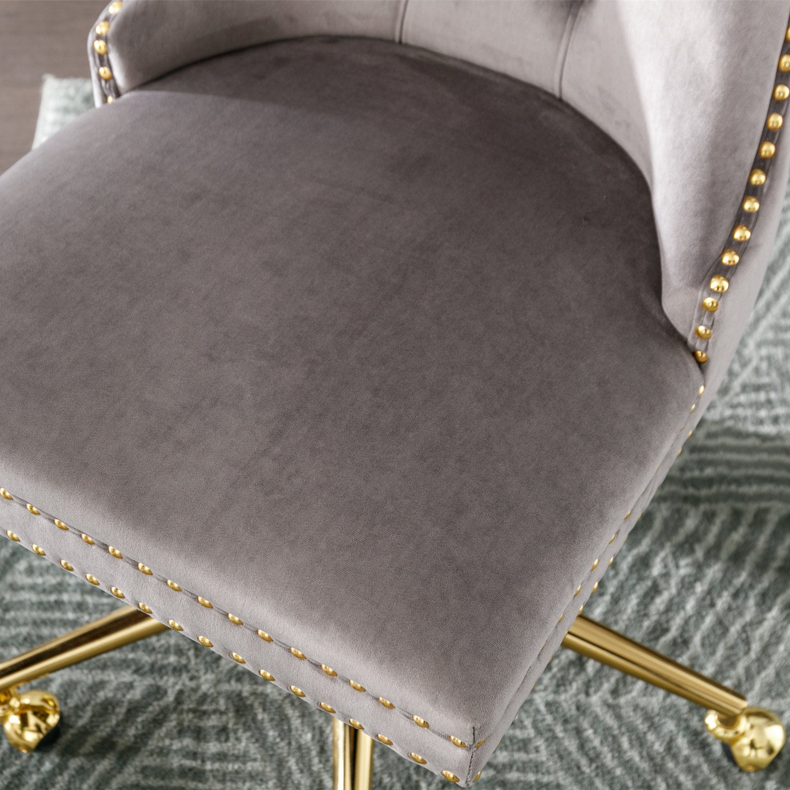 Adjustable modern velvet soft cushion velvet - button home office chair(gray) - KiKiUMi