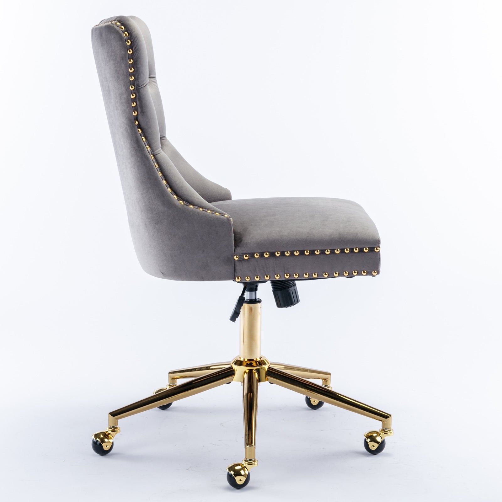 Adjustable modern velvet soft cushion velvet - button home office chair(gray) - KiKiUMi