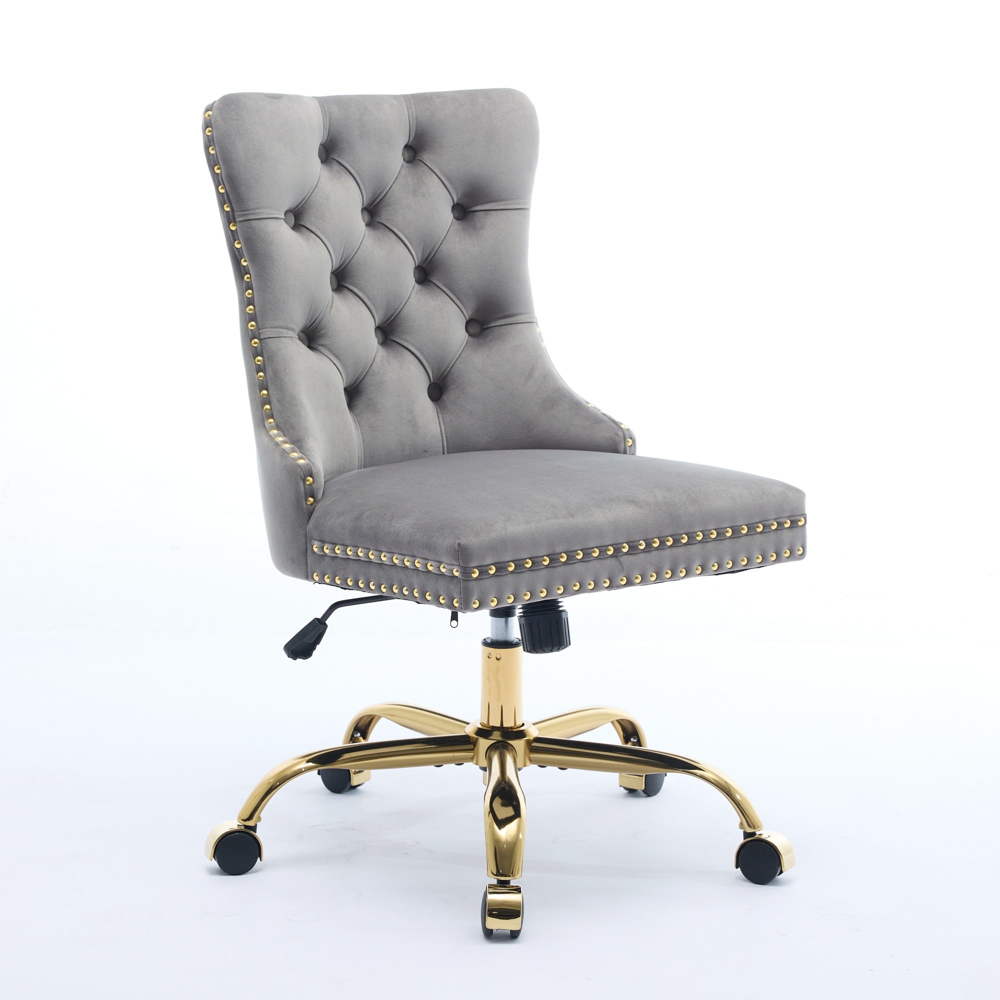 Adjustable modern velvet soft cushion velvet - button home office chair(gray) - KiKiUMi