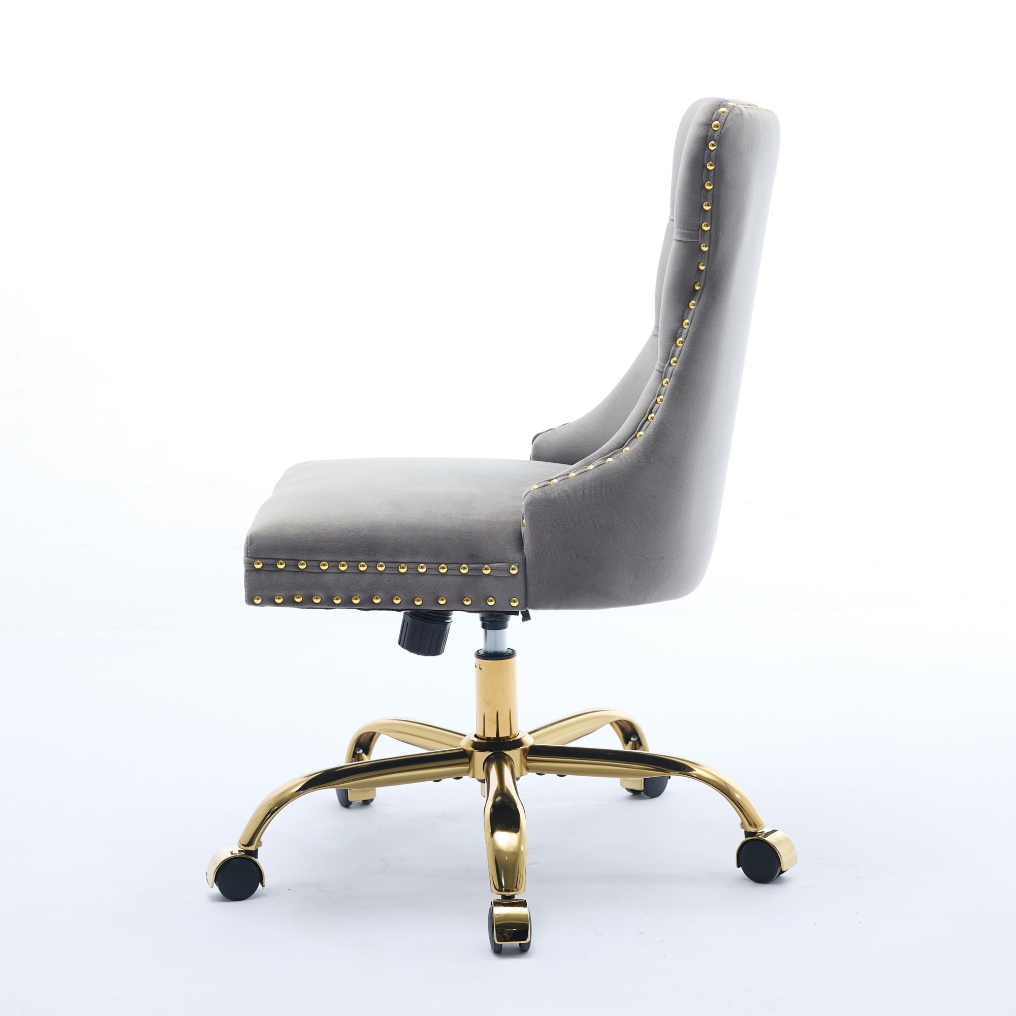 Adjustable modern velvet soft cushion velvet - button home office chair(gray) - KiKiUMi