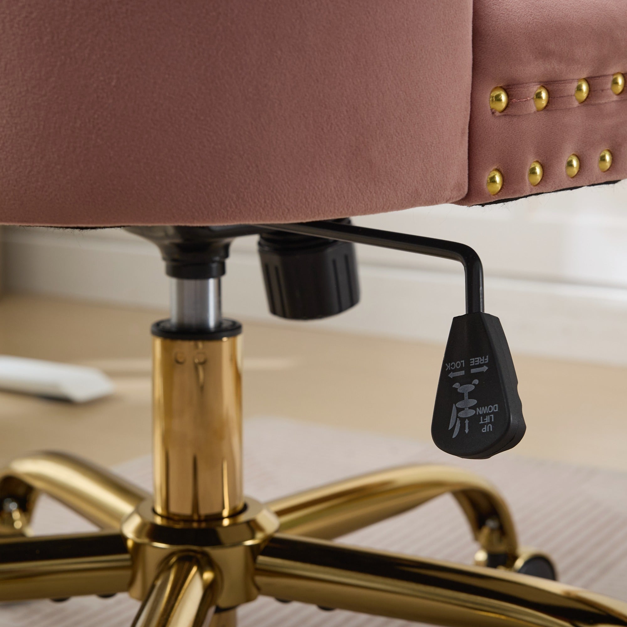 Adjustable modern velvet soft cushion velvet - button home office chair(pink) - KiKiUMi