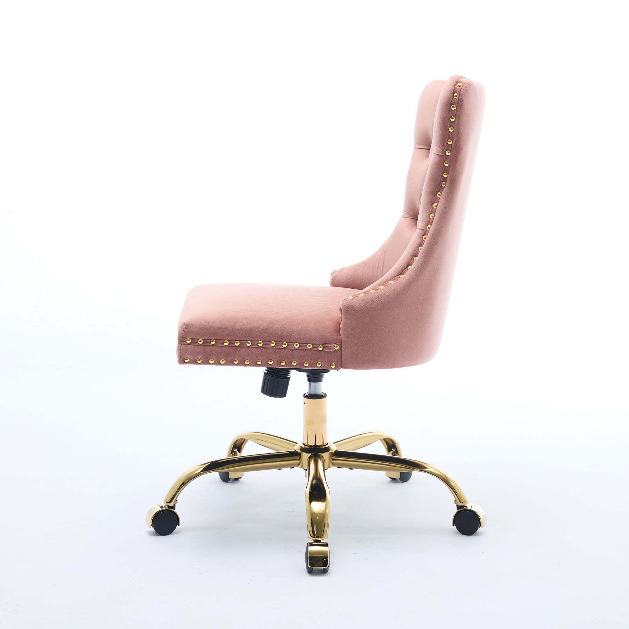 Adjustable modern velvet soft cushion velvet - button home office chair(pink) - KiKiUMi