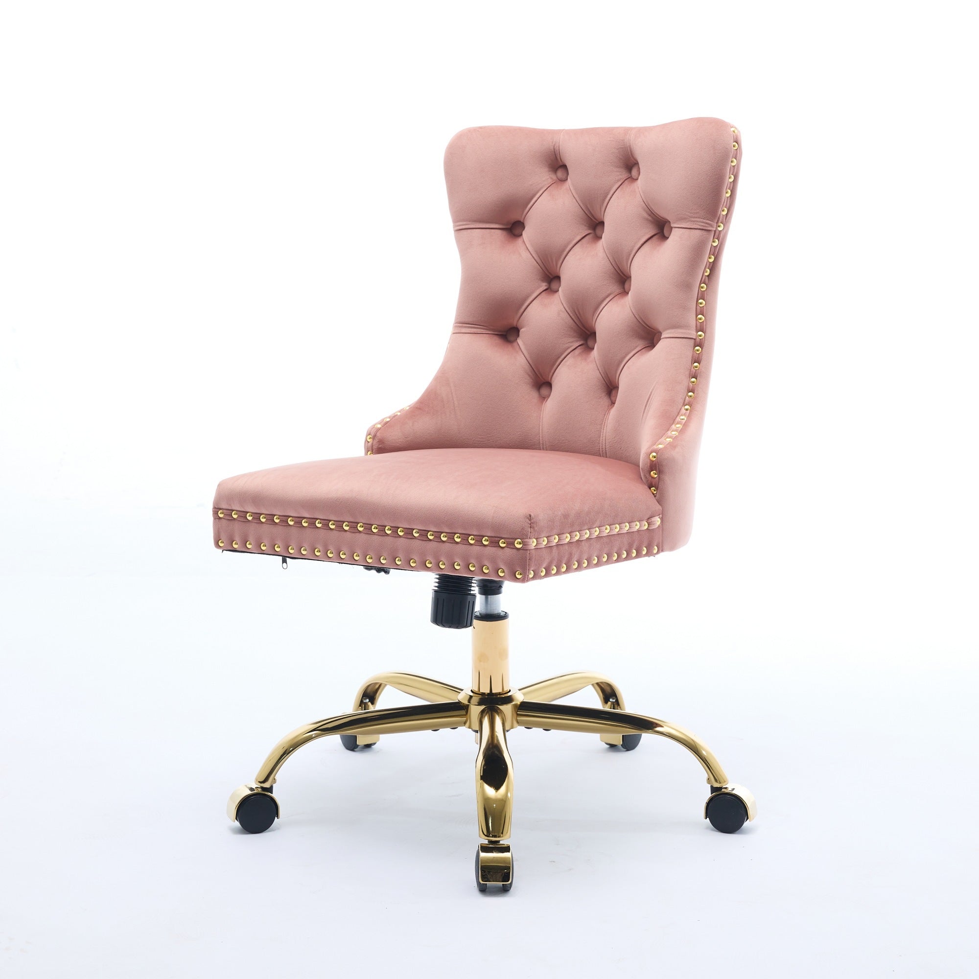 Adjustable modern velvet soft cushion velvet - button home office chair(pink) - KiKiUMi