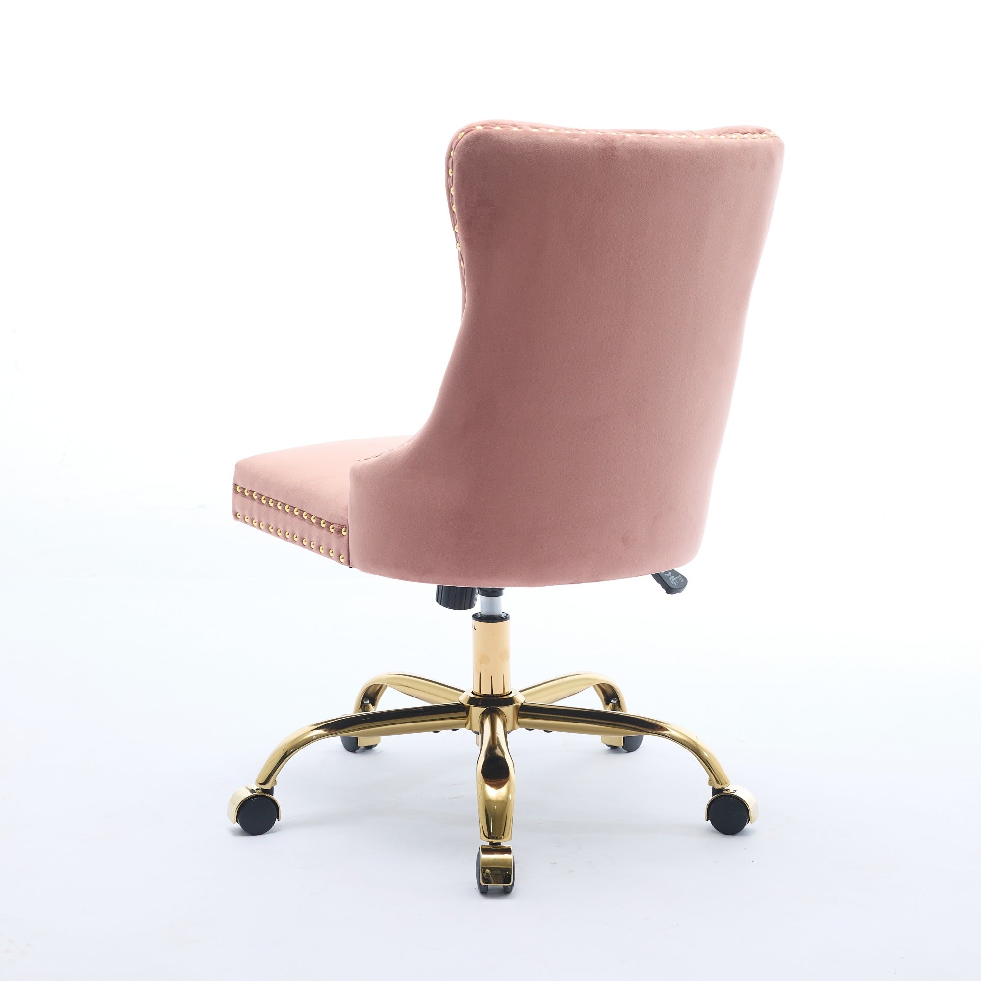 Adjustable modern velvet soft cushion velvet - button home office chair(pink) - KiKiUMi