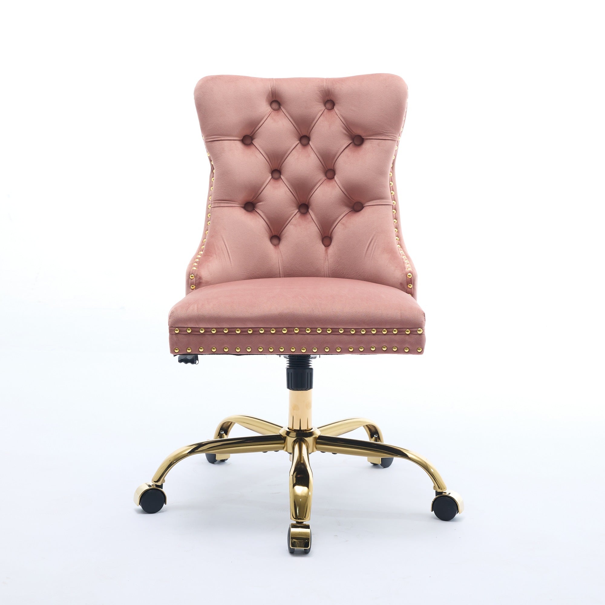 Adjustable modern velvet soft cushion velvet - button home office chair(pink) - KiKiUMi