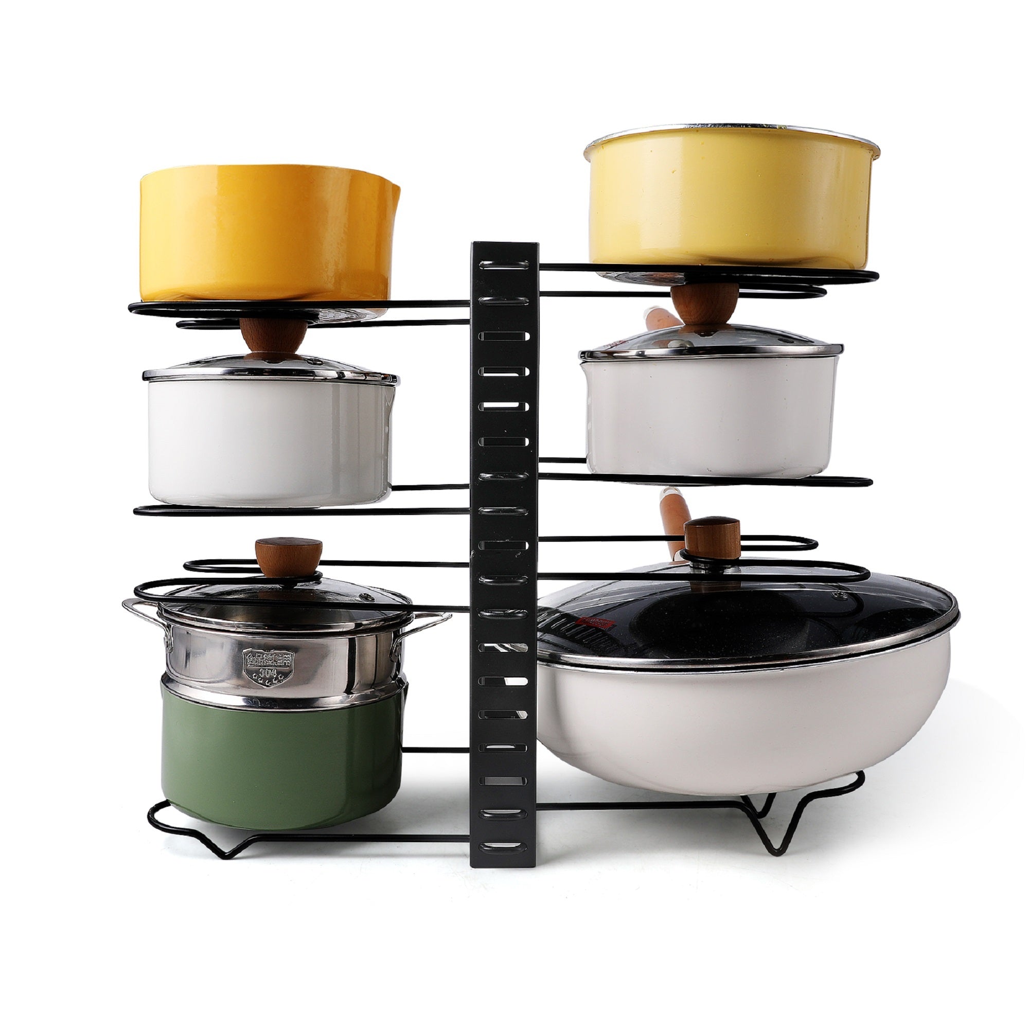 Adjustable pot rack kitchen storage organizer（black） - KiKiUMi