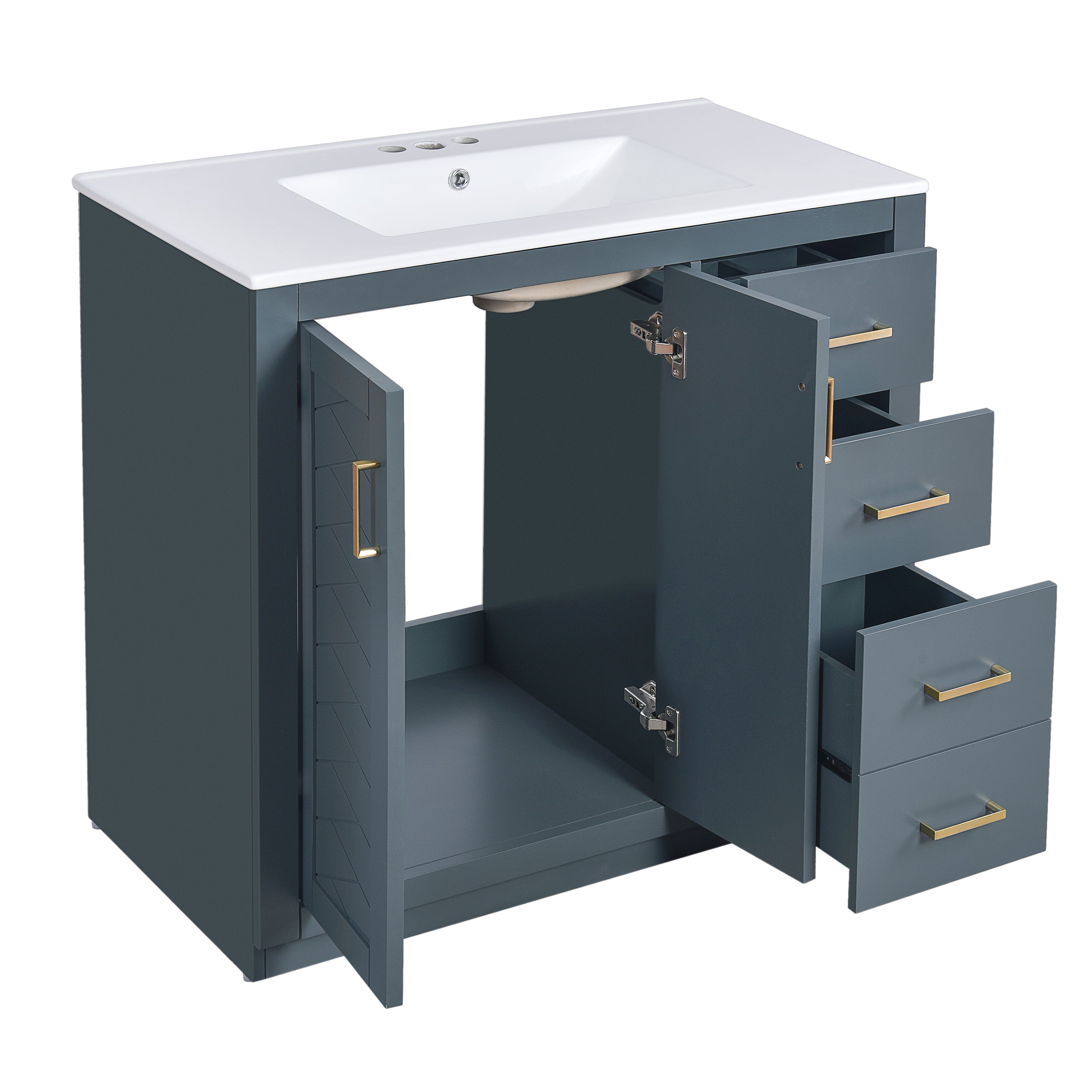 36 "Solid Wood Frame Independent Dressing Table Set (blue)