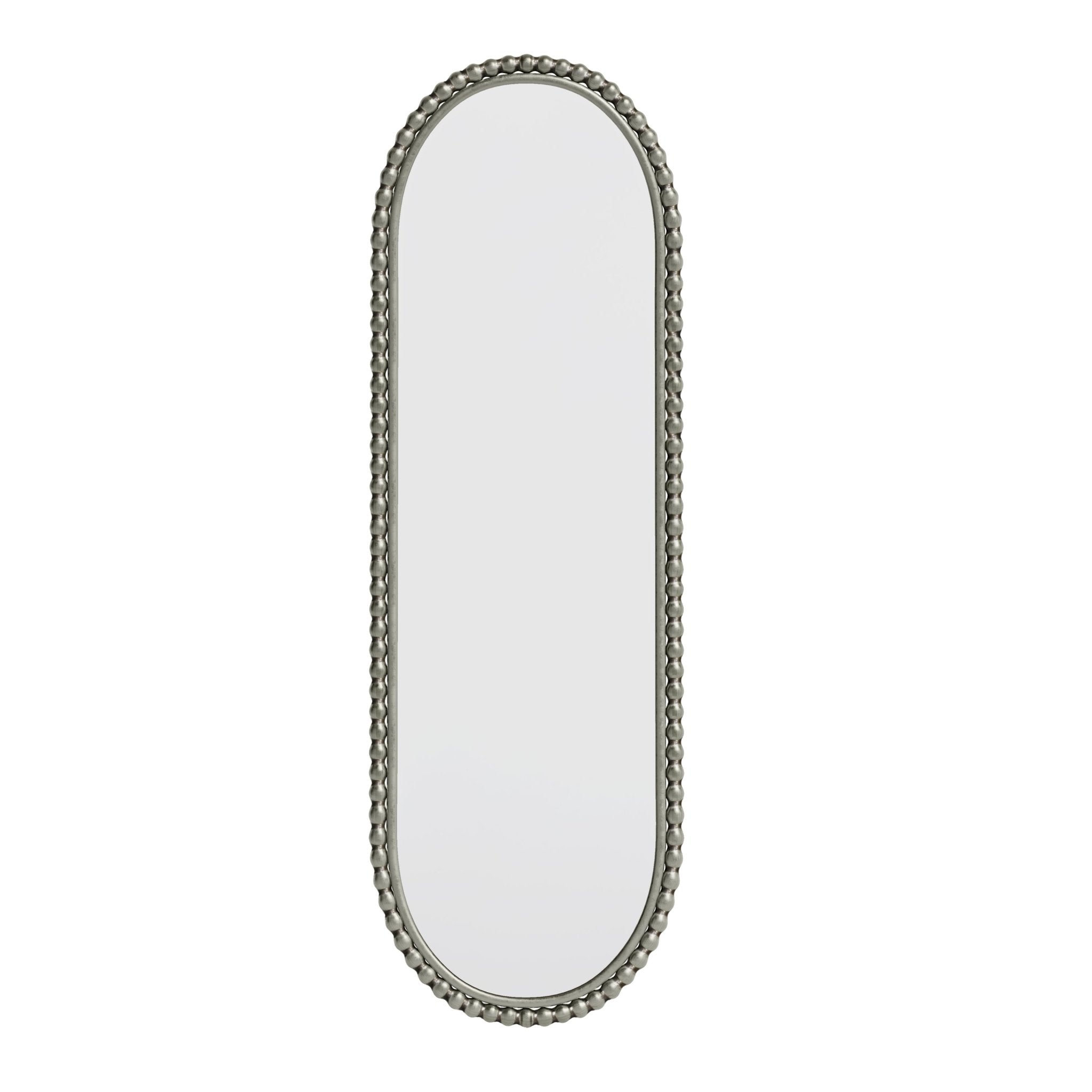Antique silver - faced ironwork oval - shaped retro mirror - KiKiUMi