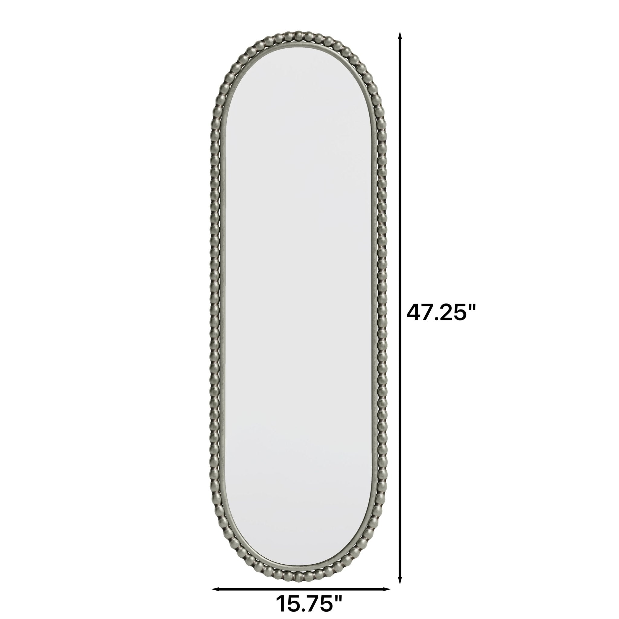 Antique silver - faced ironwork oval - shaped retro mirror - KiKiUMi