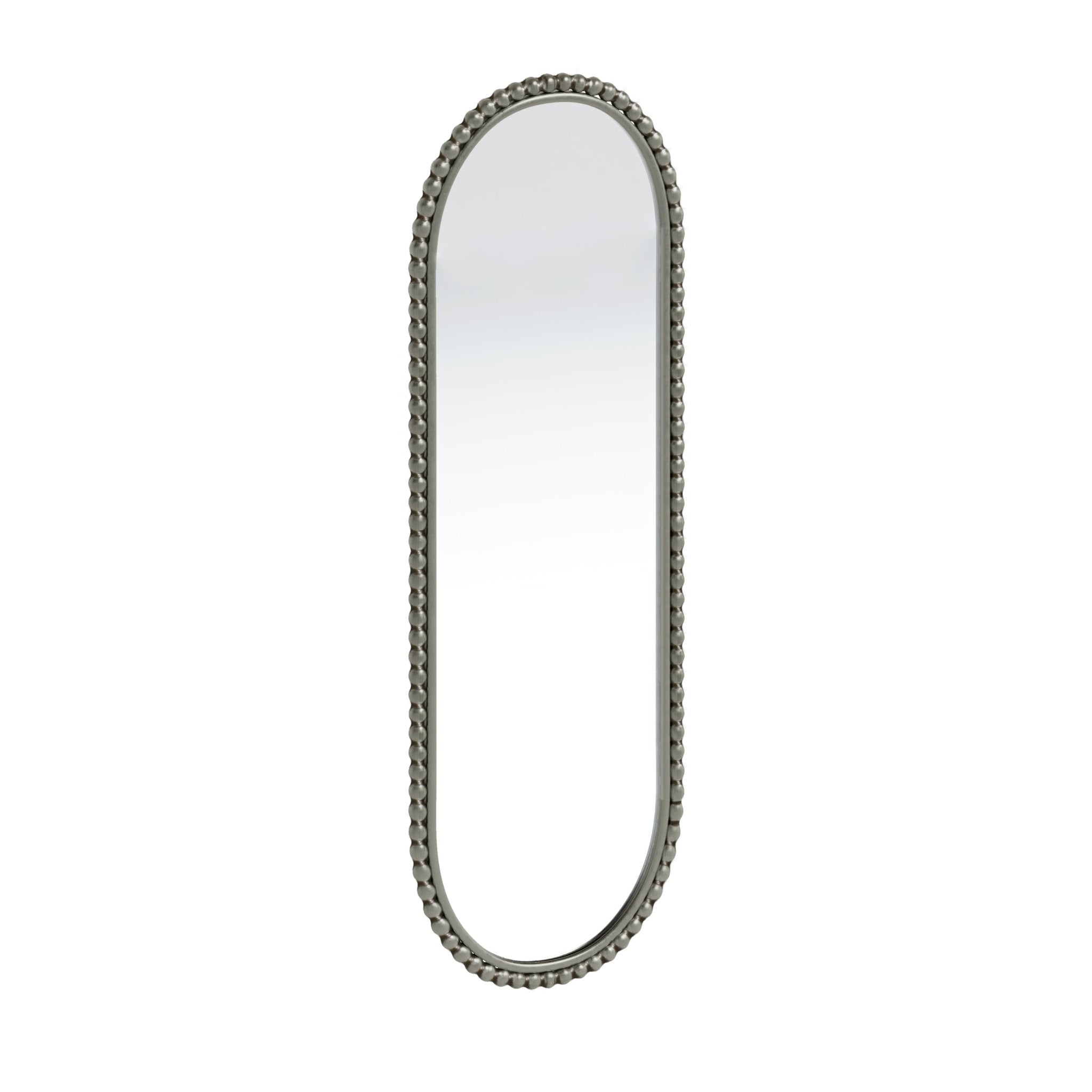 Antique silver - faced ironwork oval - shaped retro mirror - KiKiUMi