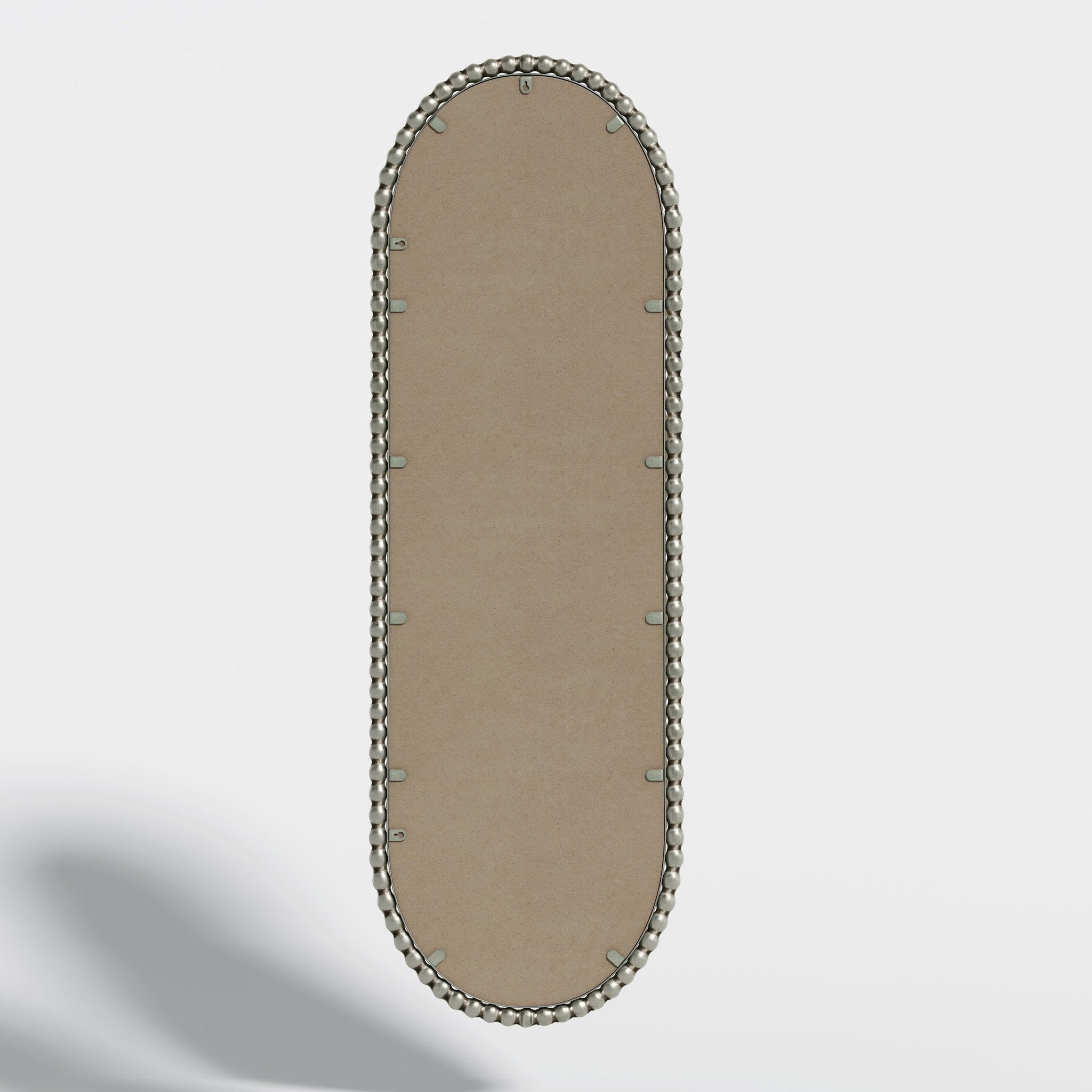 Antique silver - faced ironwork oval - shaped retro mirror - KiKiUMi