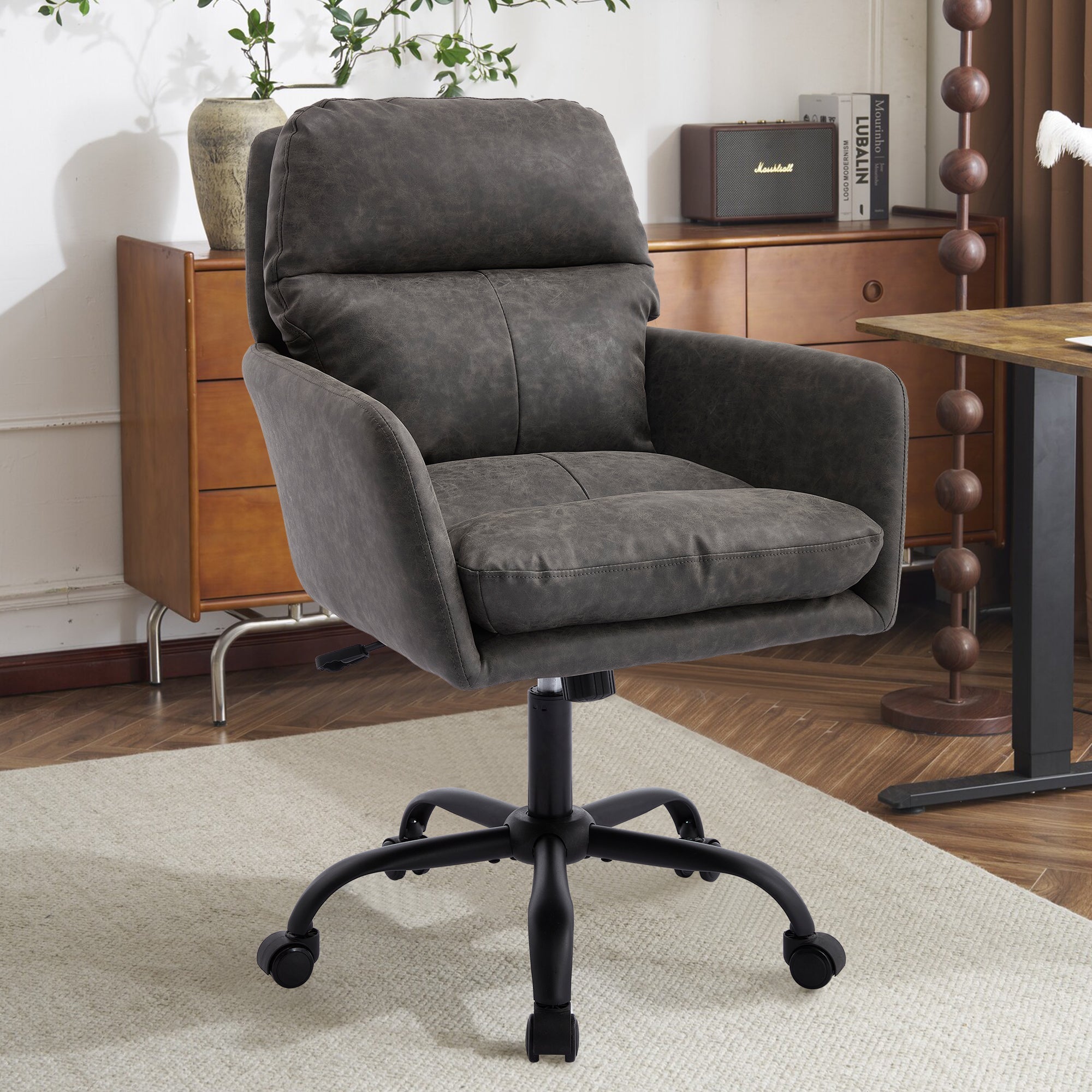 Artificial leather adjustable office chairs suitable for multiple scenarios（gray） - KiKiUMi
