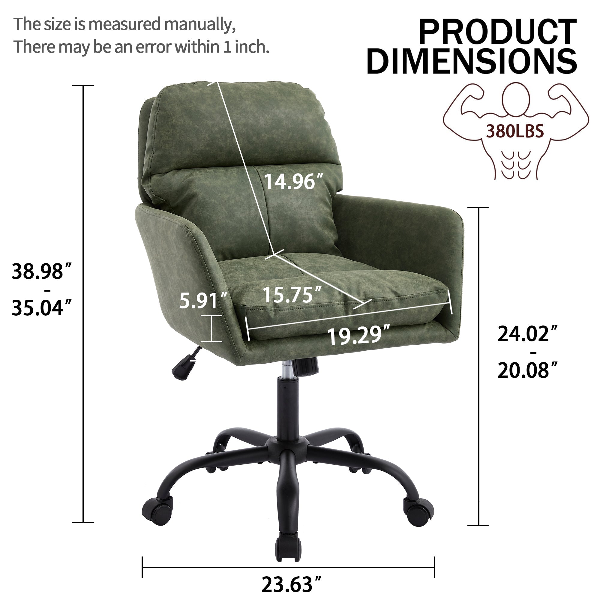 Artificial leather adjustable office chairs suitable for multiple scenarios（green） - KiKiUMi