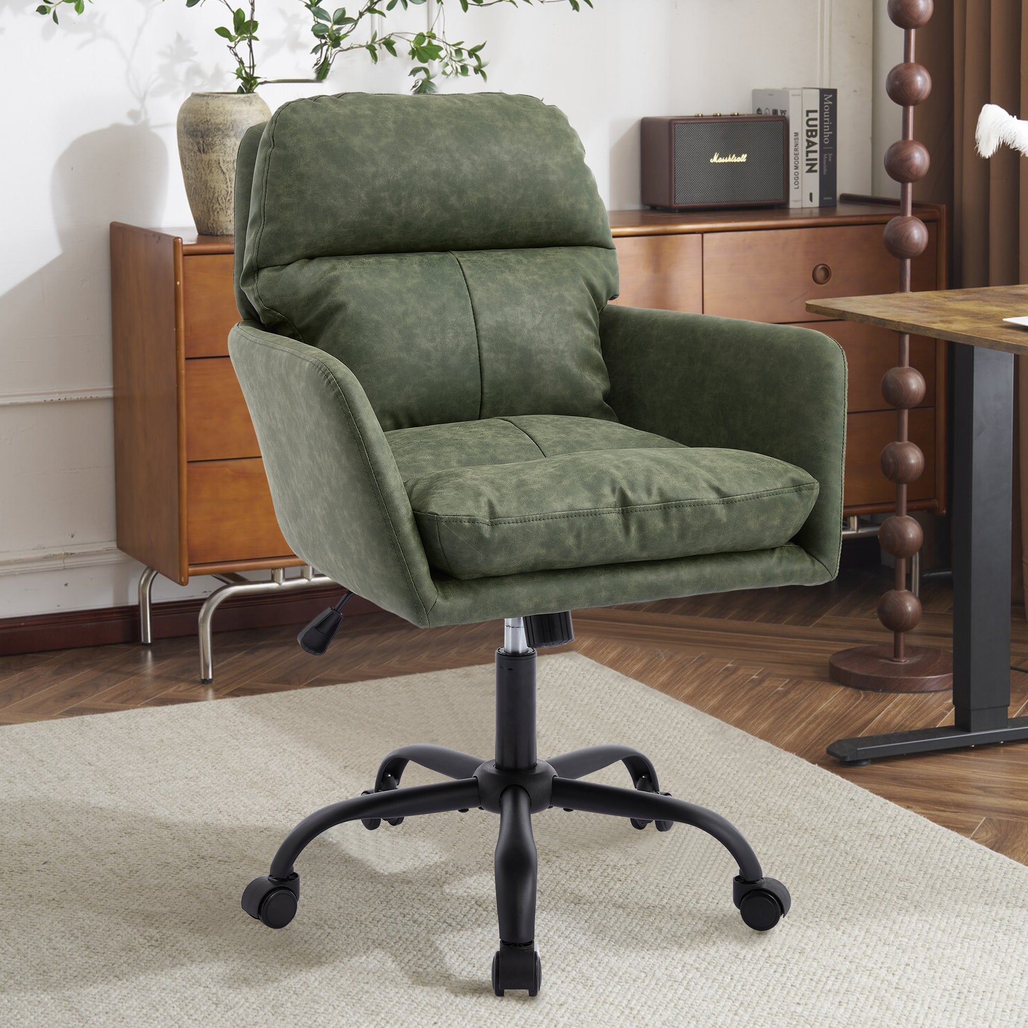 Artificial leather adjustable office chairs suitable for multiple scenarios（green） - KiKiUMi