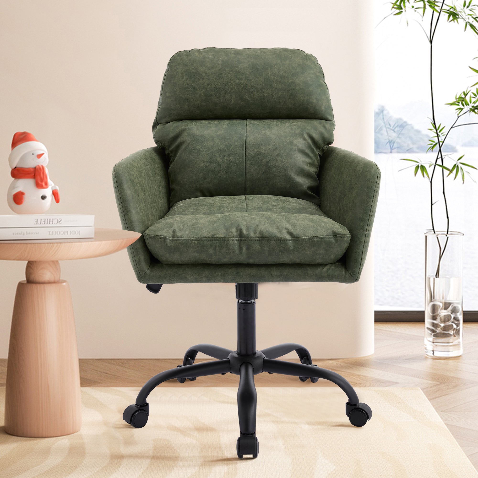 Artificial leather adjustable office chairs suitable for multiple scenarios（green） - KiKiUMi