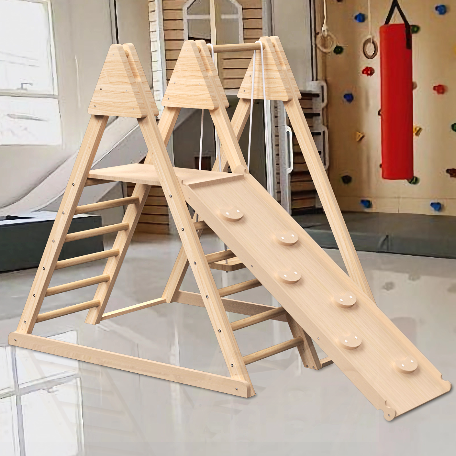 4-in-1 indoor jungle play gym for children