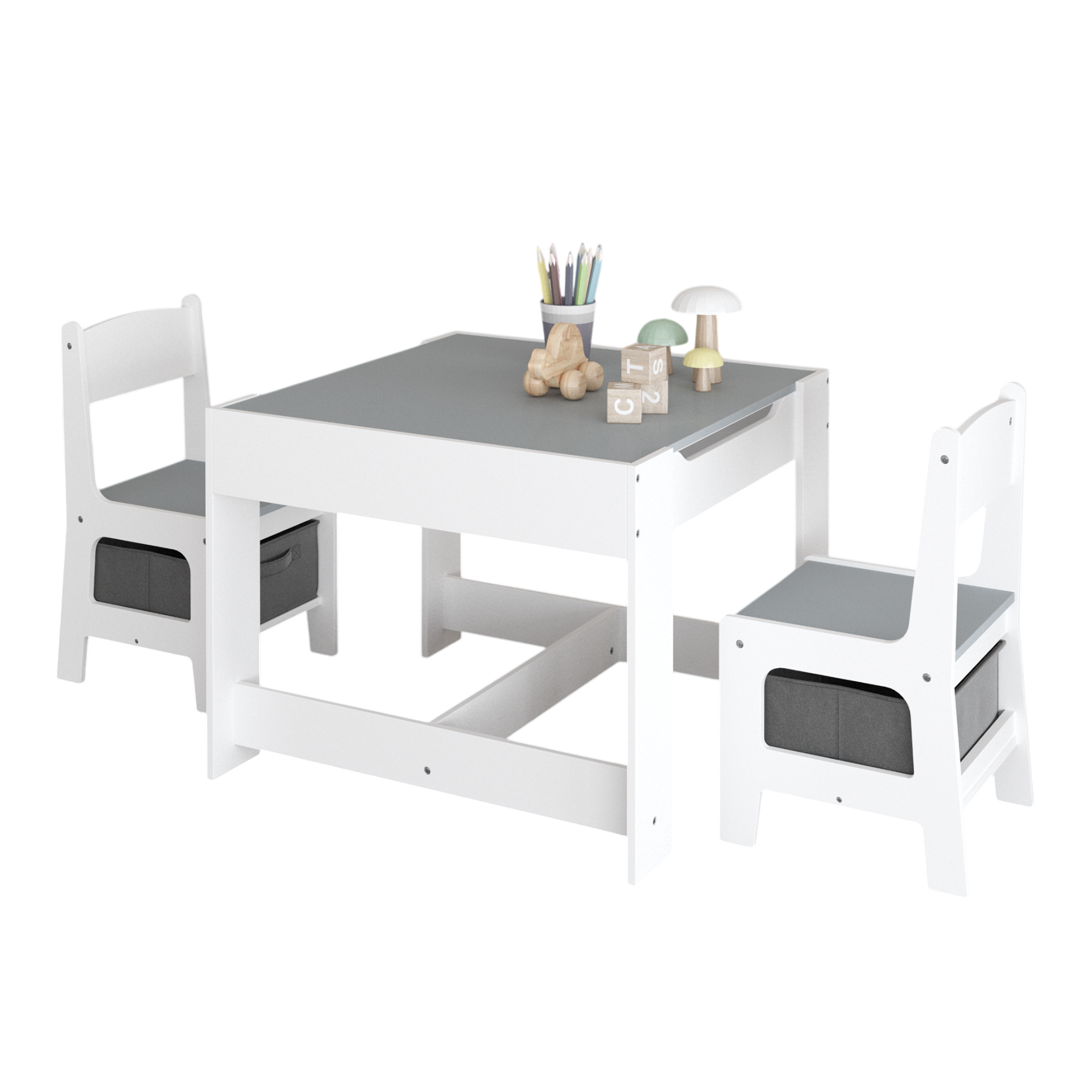 3-in-1 wooden children's table and chair set