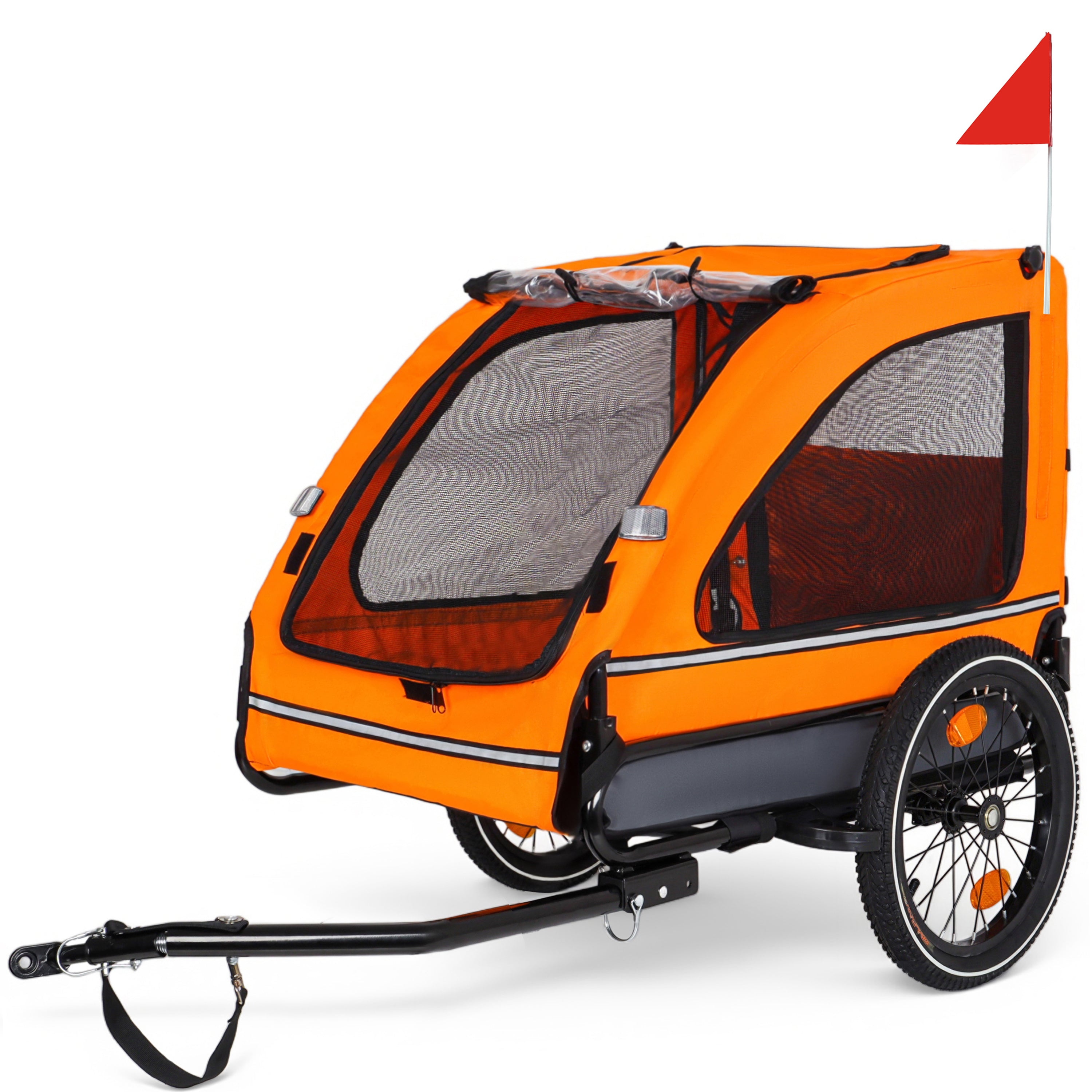 Easy-to-fold pet bicycle trailer(orange)