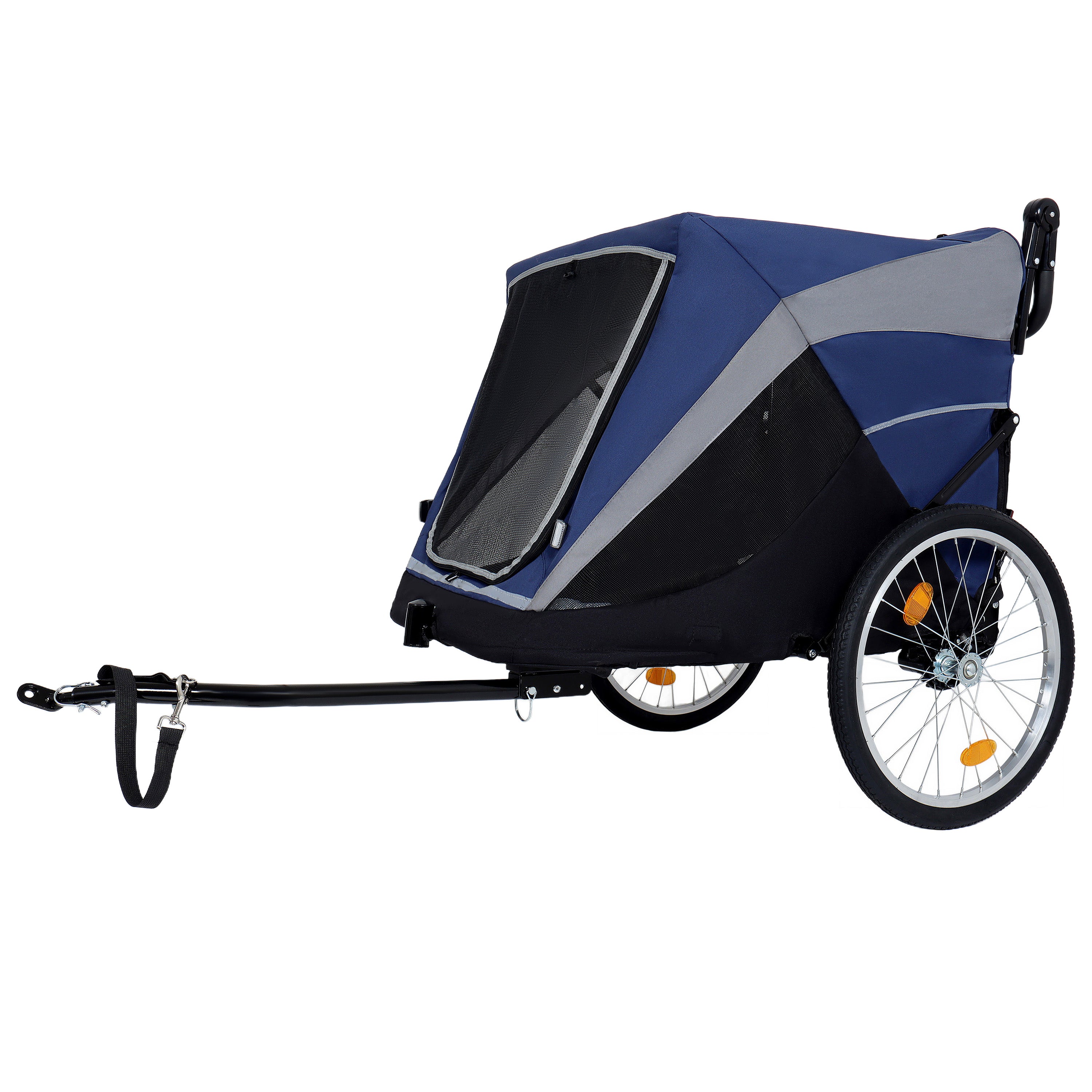 Detachable 2-in-1 pet bicycle trailer and stroller(Black+Blue)