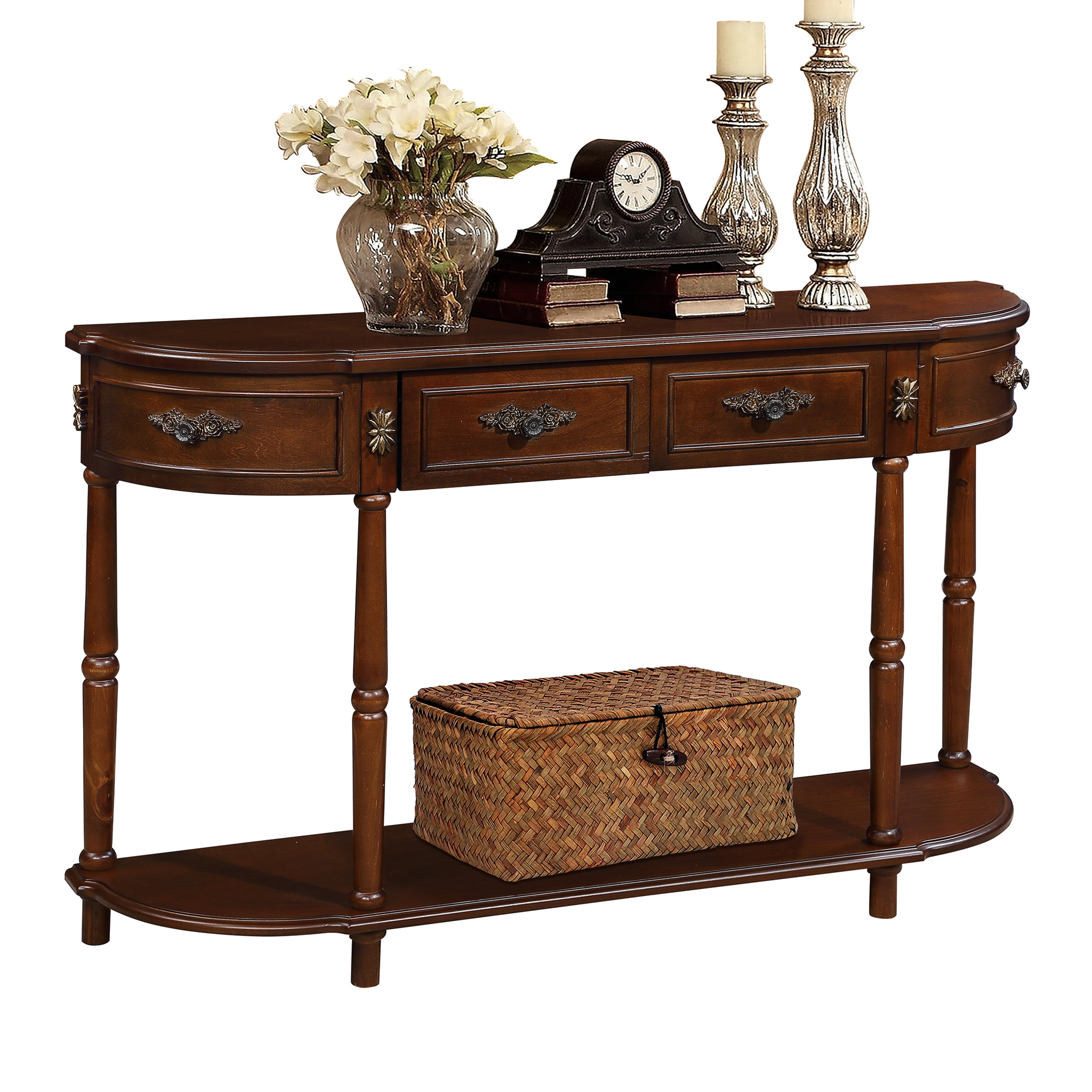 Solid wood retro arc-shaped wooden control console table(cherry)