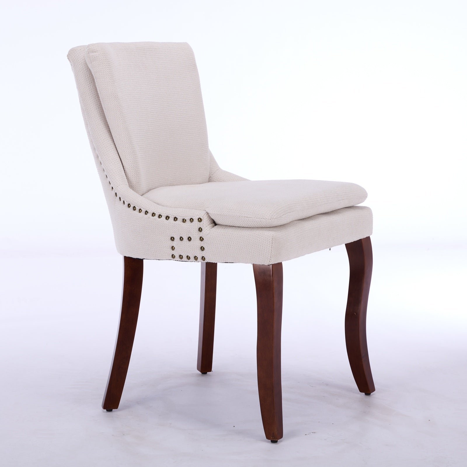 Two double-layer soft-padded Chenille side lounge chairs（beige）