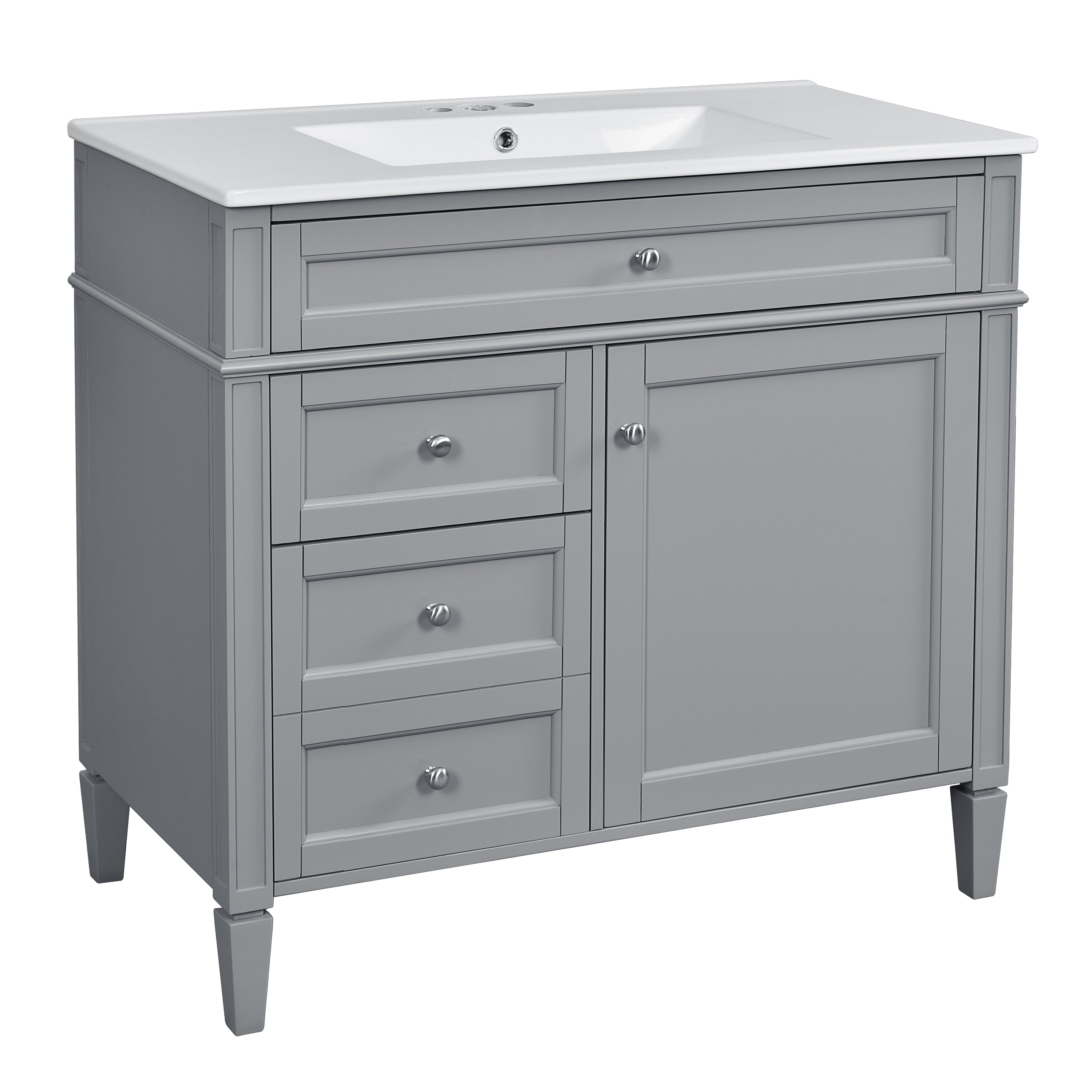 36 "Single sink bathroom dressing table, modern bathroom storage cabinet(Grey)