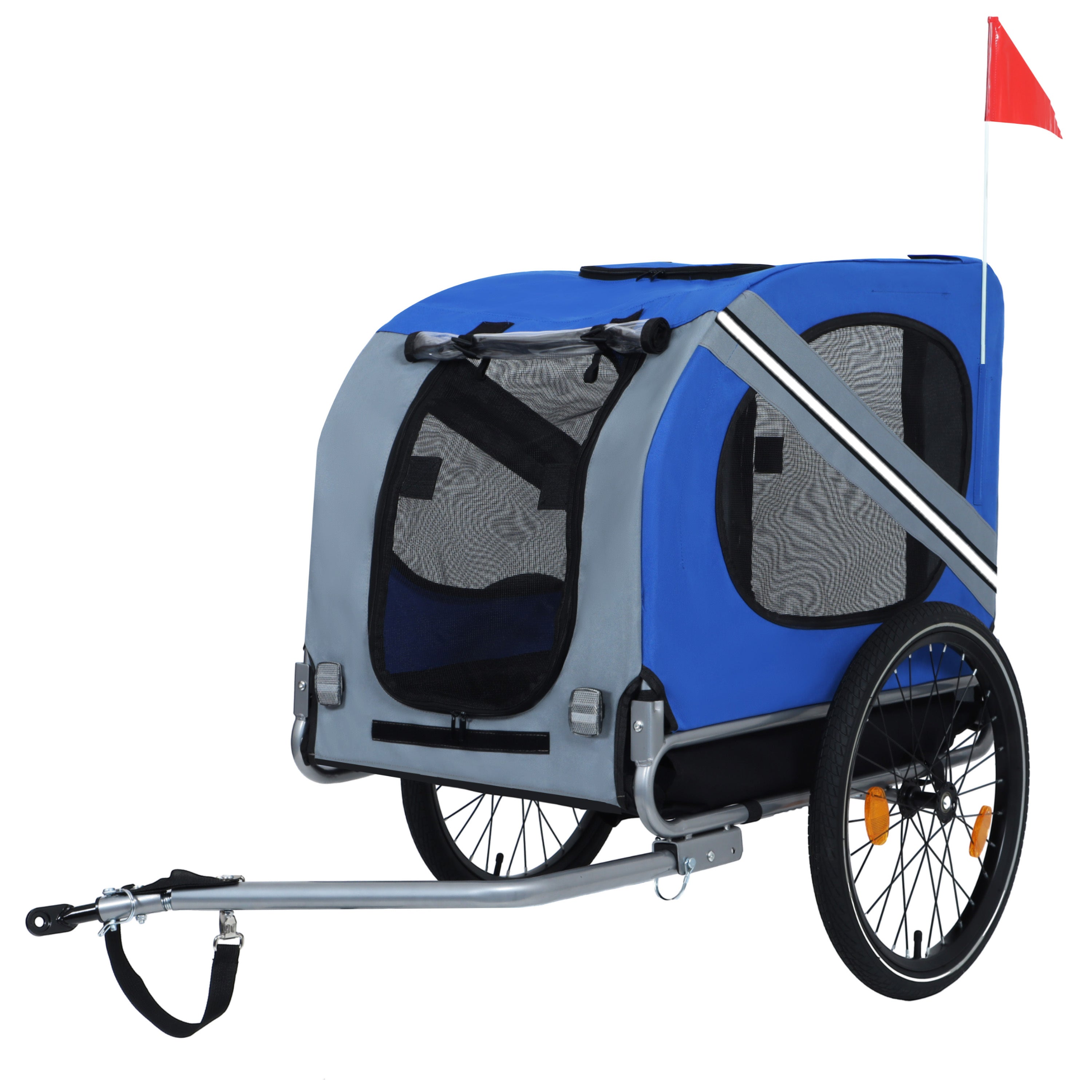Outdoor 66-pound pet all-terrain folding bicycle trailer (Blue+Grey)