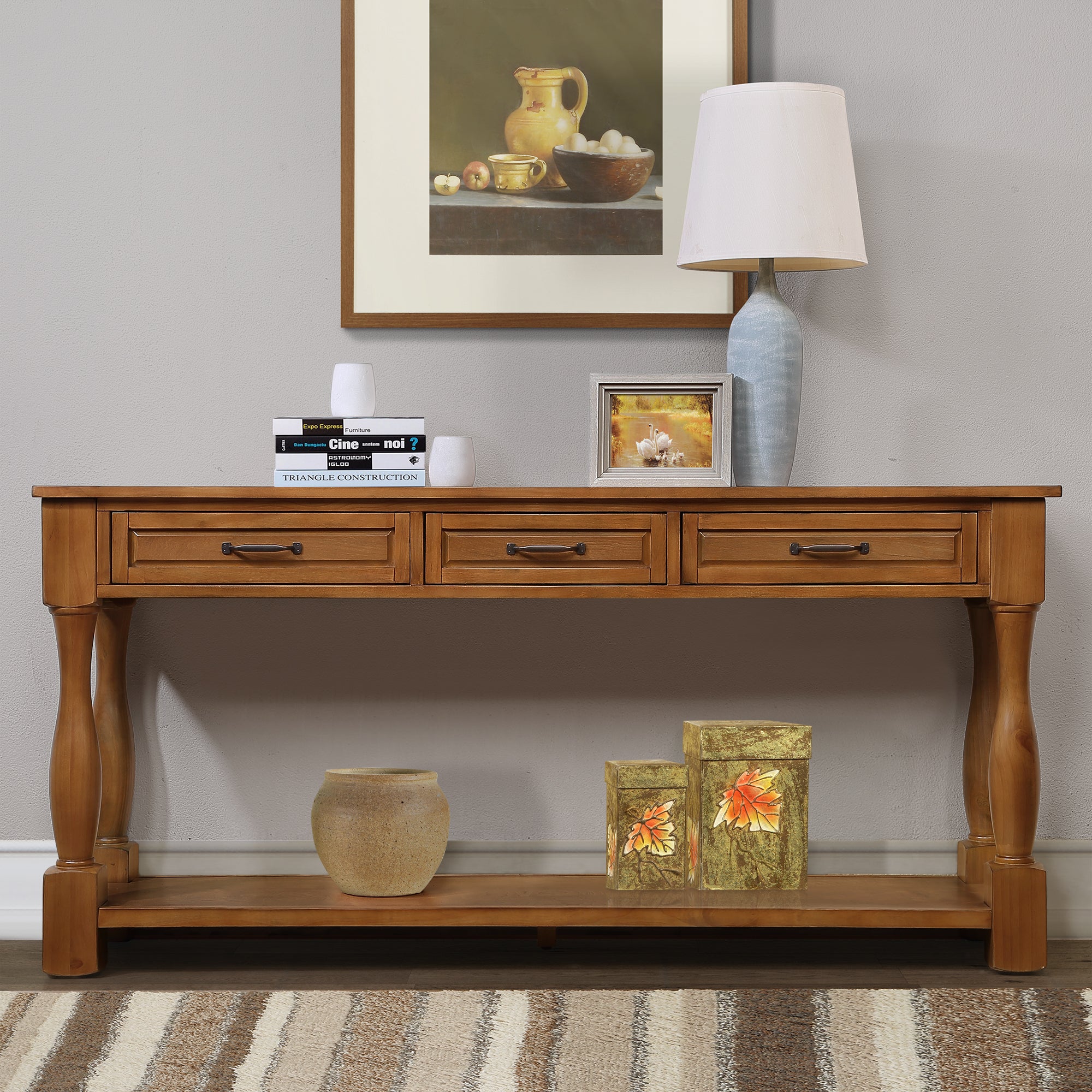 Multi-functional long wooden control console(brown)