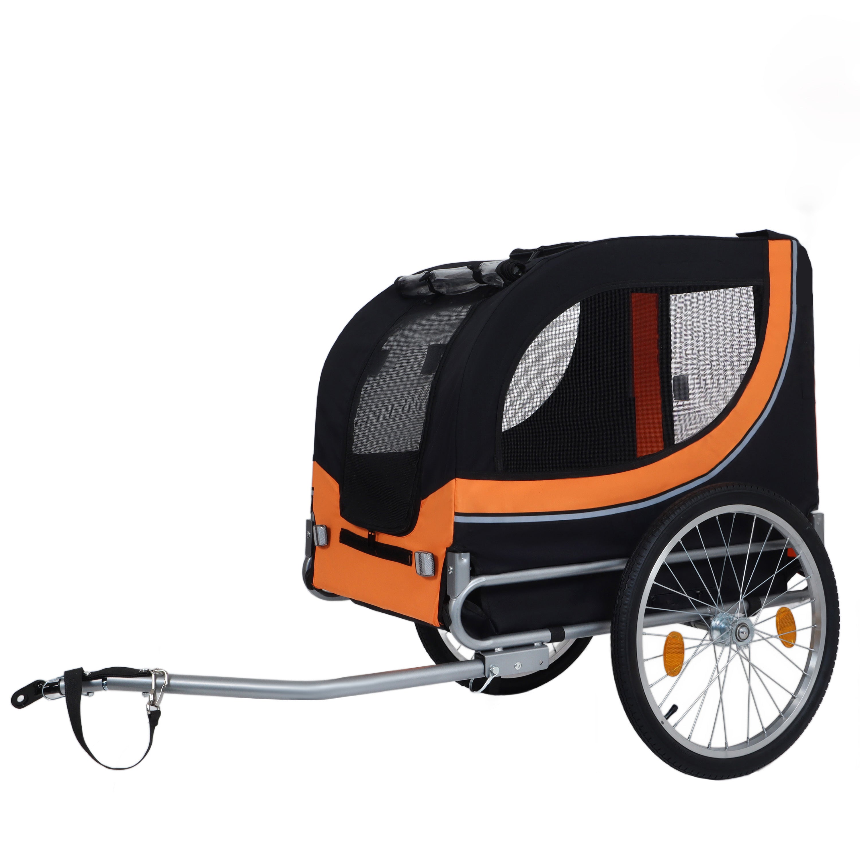 Outdoor 66-pound pet all-terrain folding bicycle trailer (Black+Orange)2