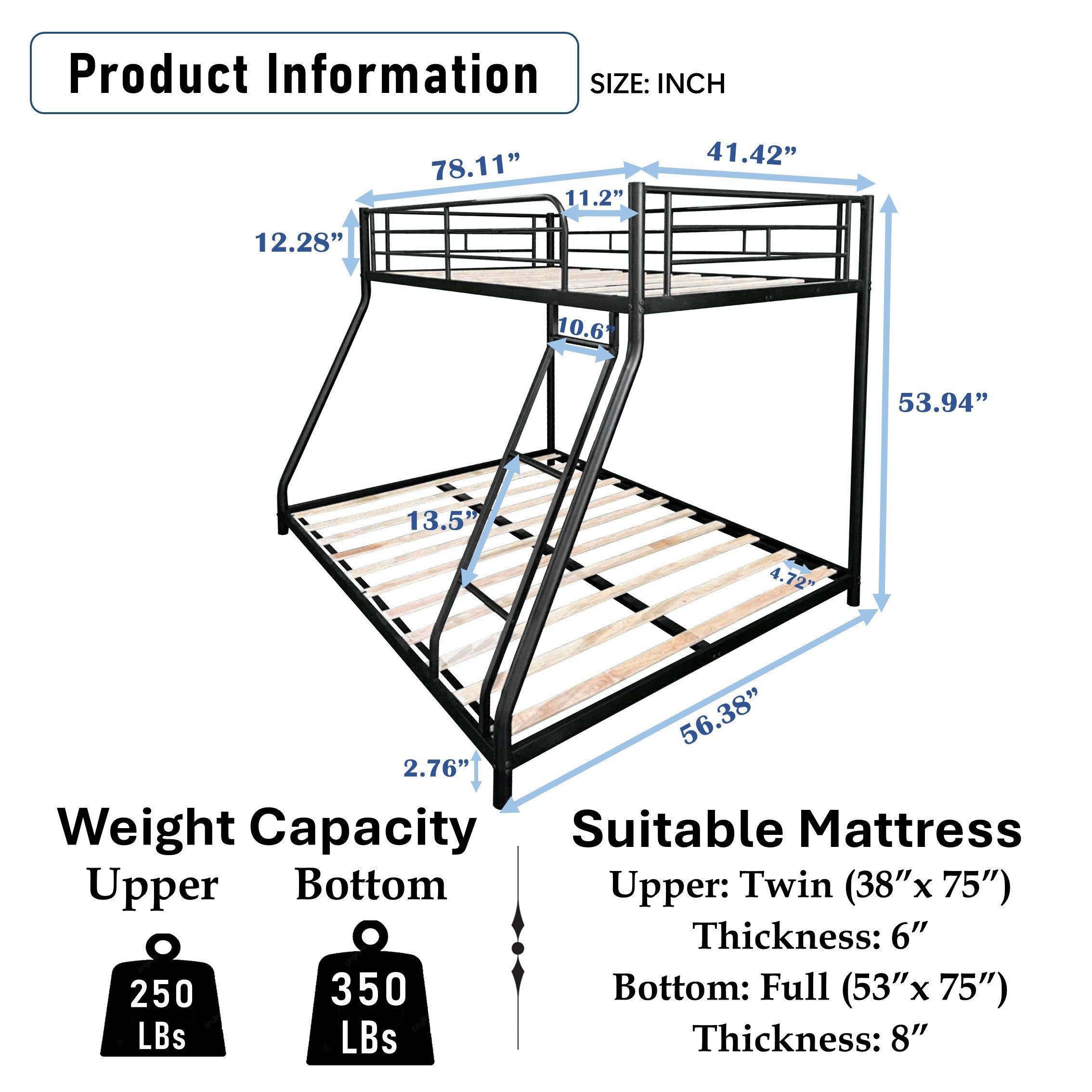 Low-noise metal double bed