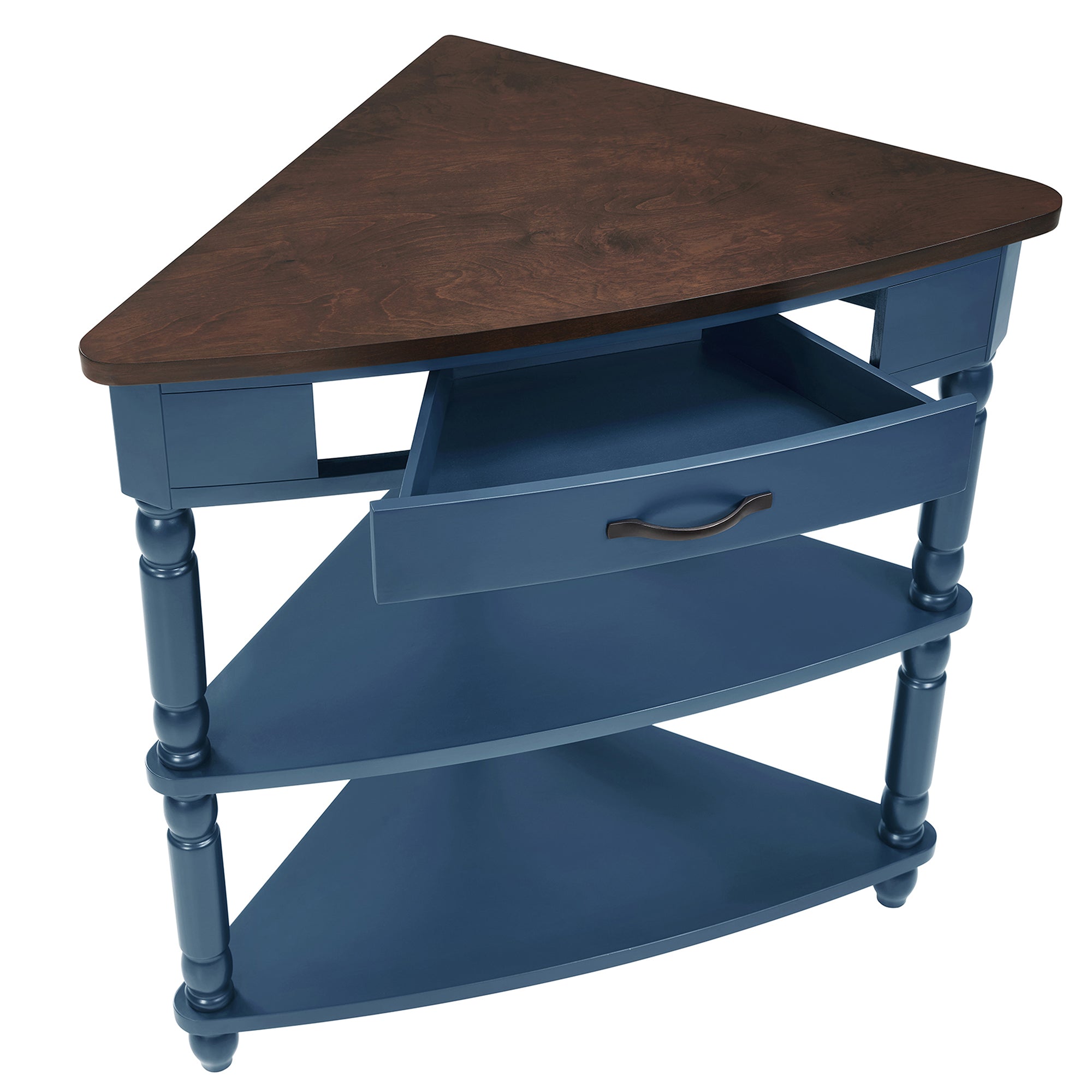 Three-tiered small triangular corner tables(navy blue)