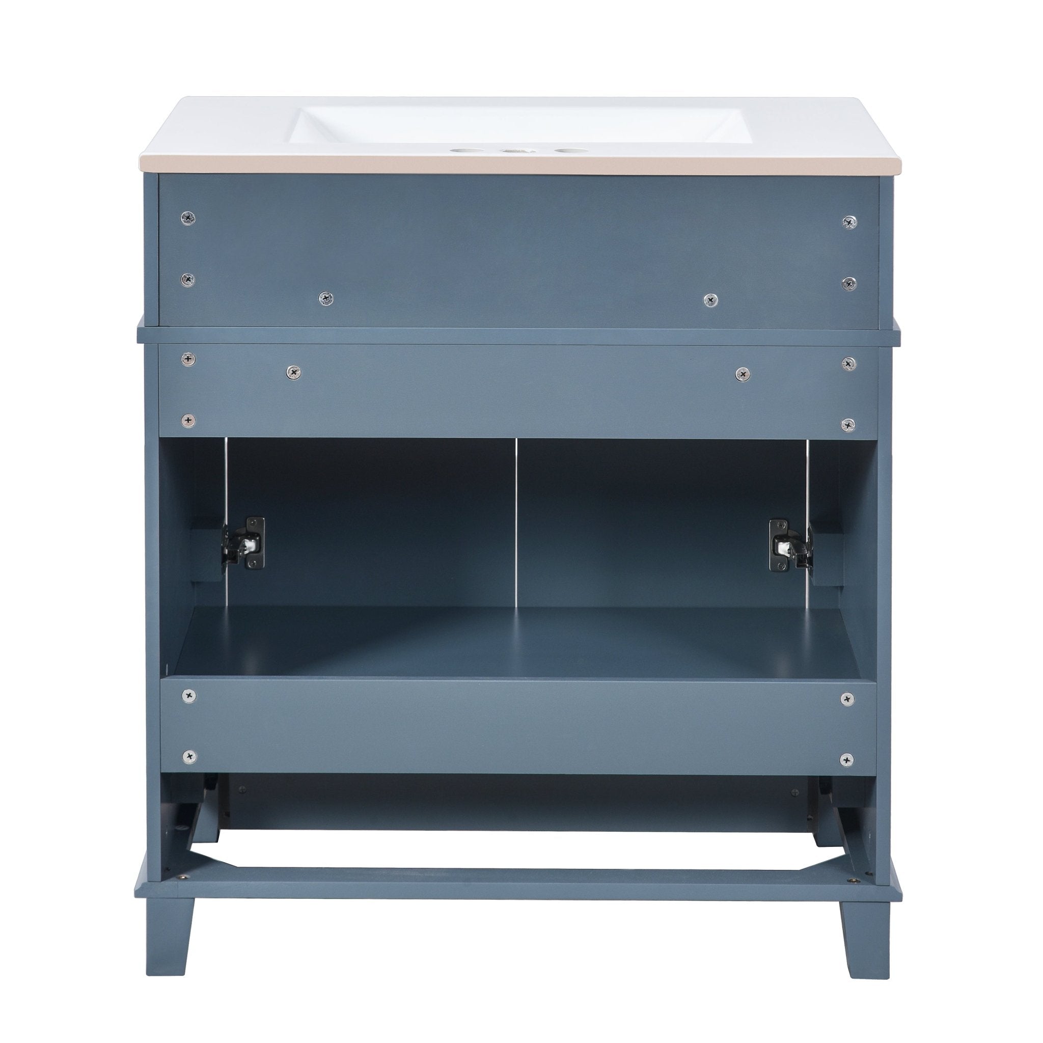 Blue 30 "ceramic sink solid wood frame bathroom dressing table - KiKiUMi