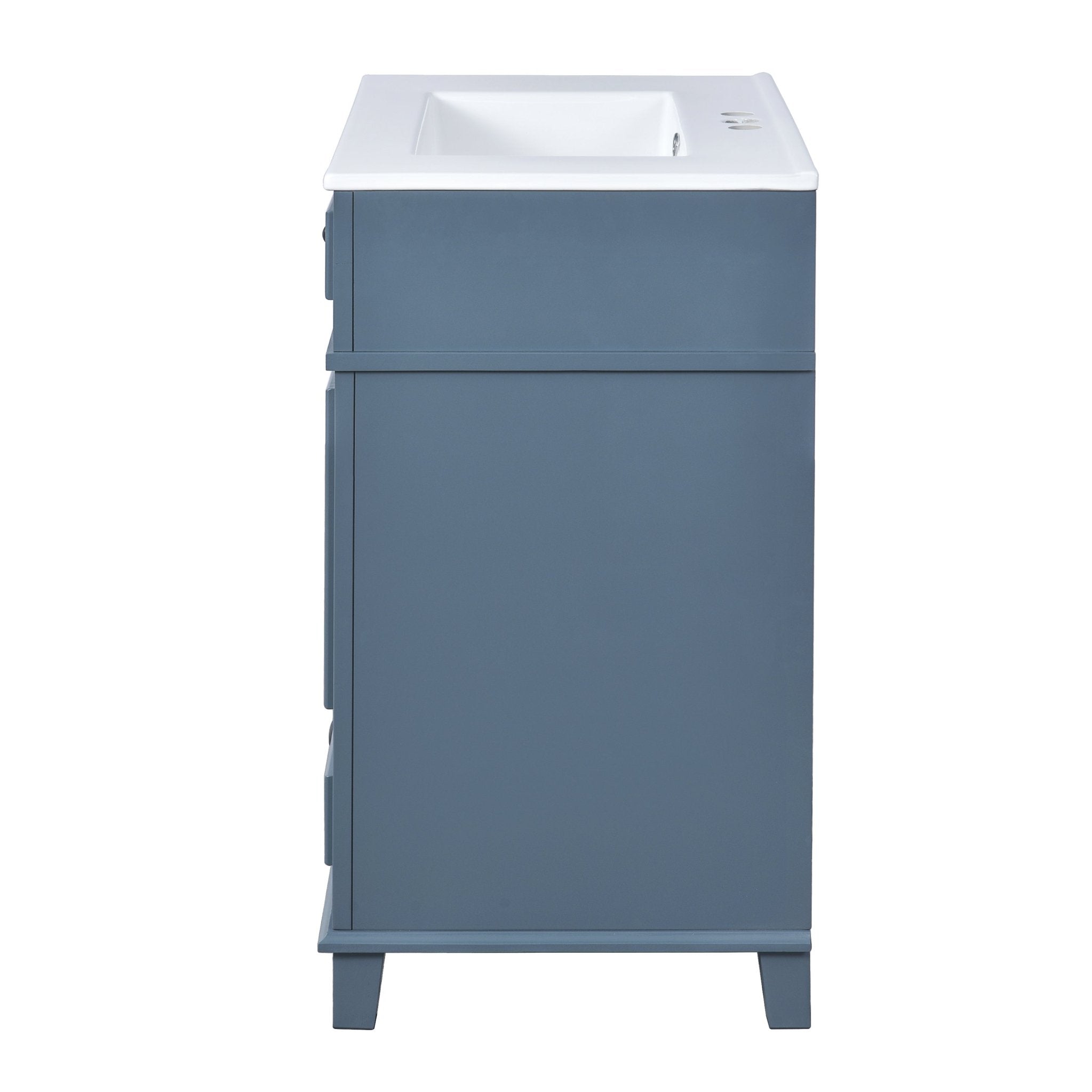 Blue 30 "ceramic sink solid wood frame bathroom dressing table - KiKiUMi